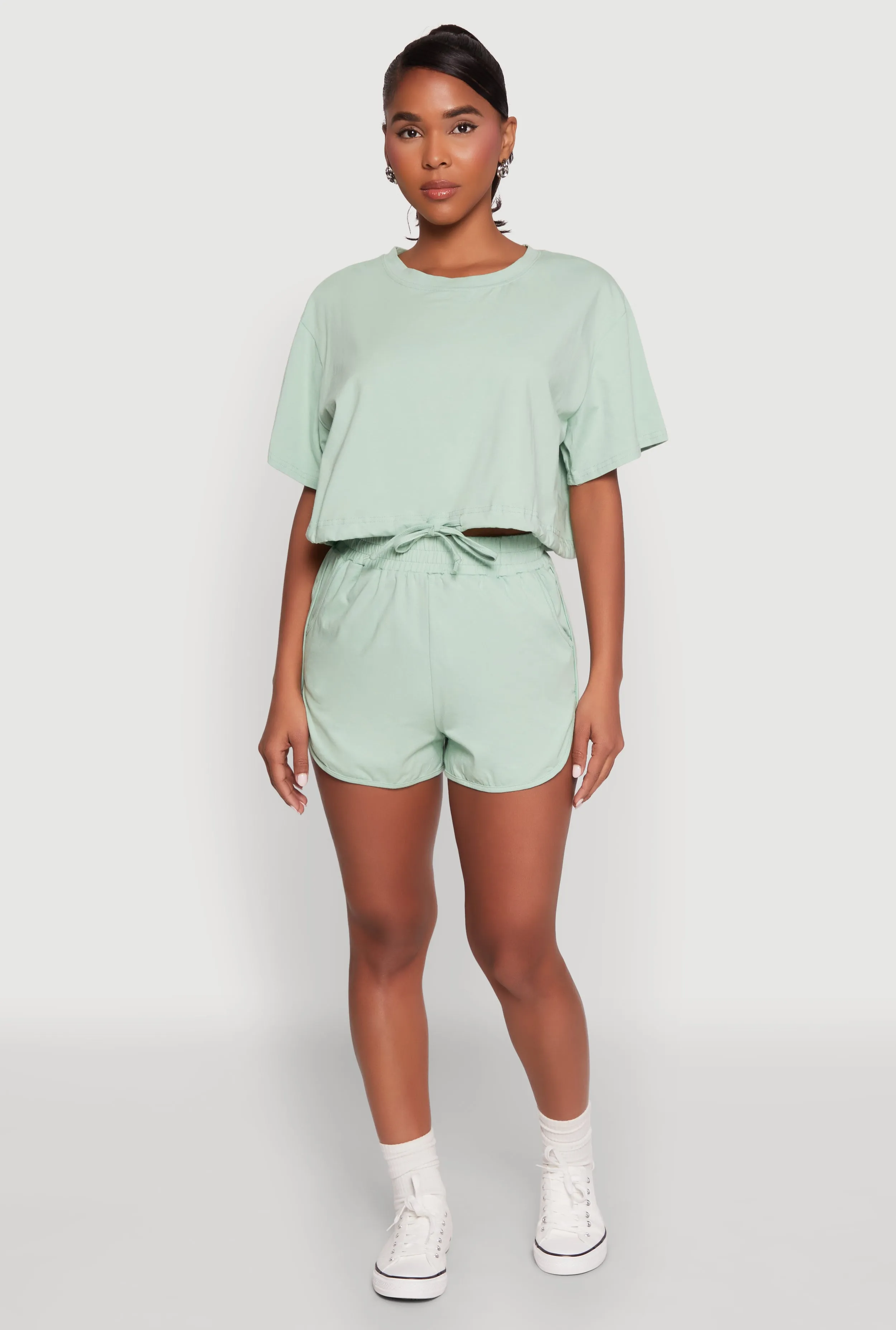 Daisy Short Sleeve Drawstring Hem Crop Top sold by Rainbow product image thumbnail 2