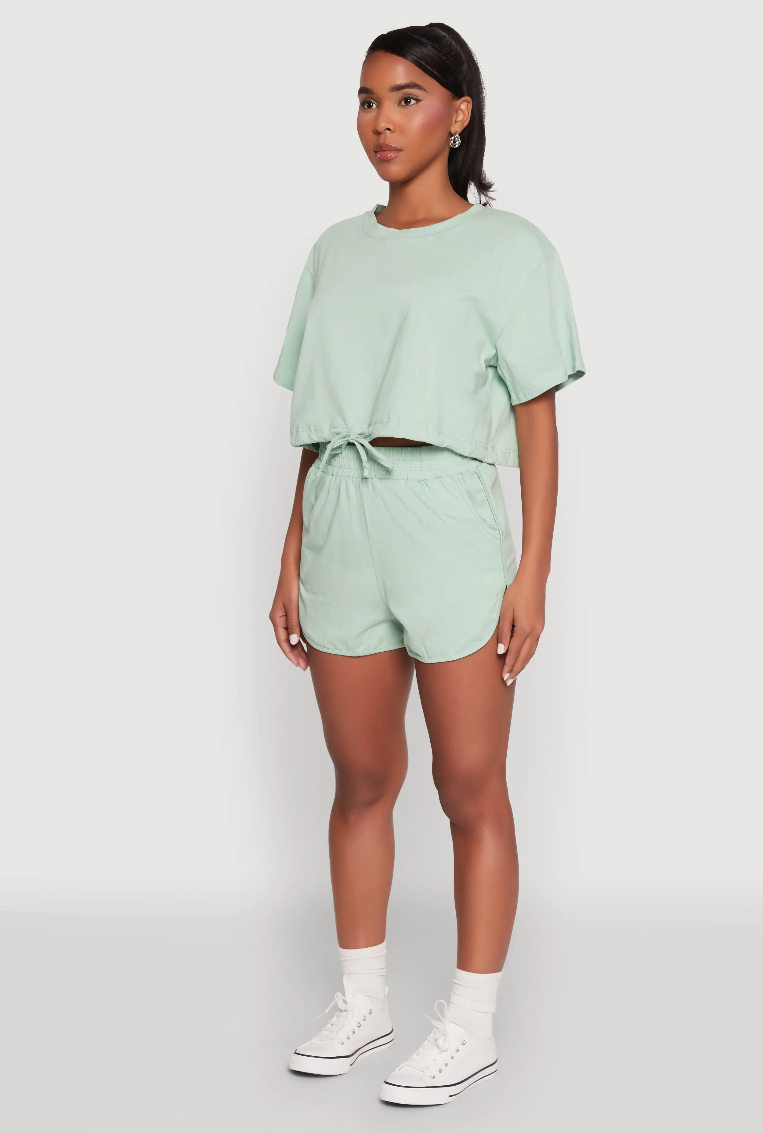 Daisy Short Sleeve Drawstring Hem Crop Top sold by Rainbow product image thumbnail 5