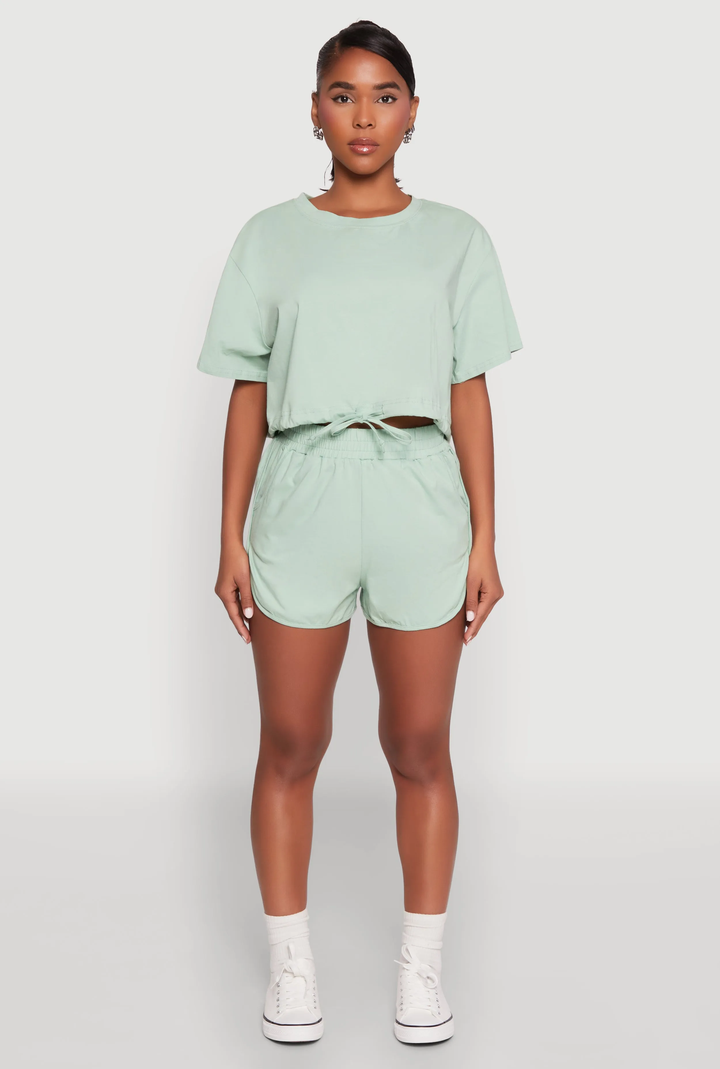 Daisy Short Sleeve Drawstring Hem Crop Top sold by Rainbow product image thumbnail 3