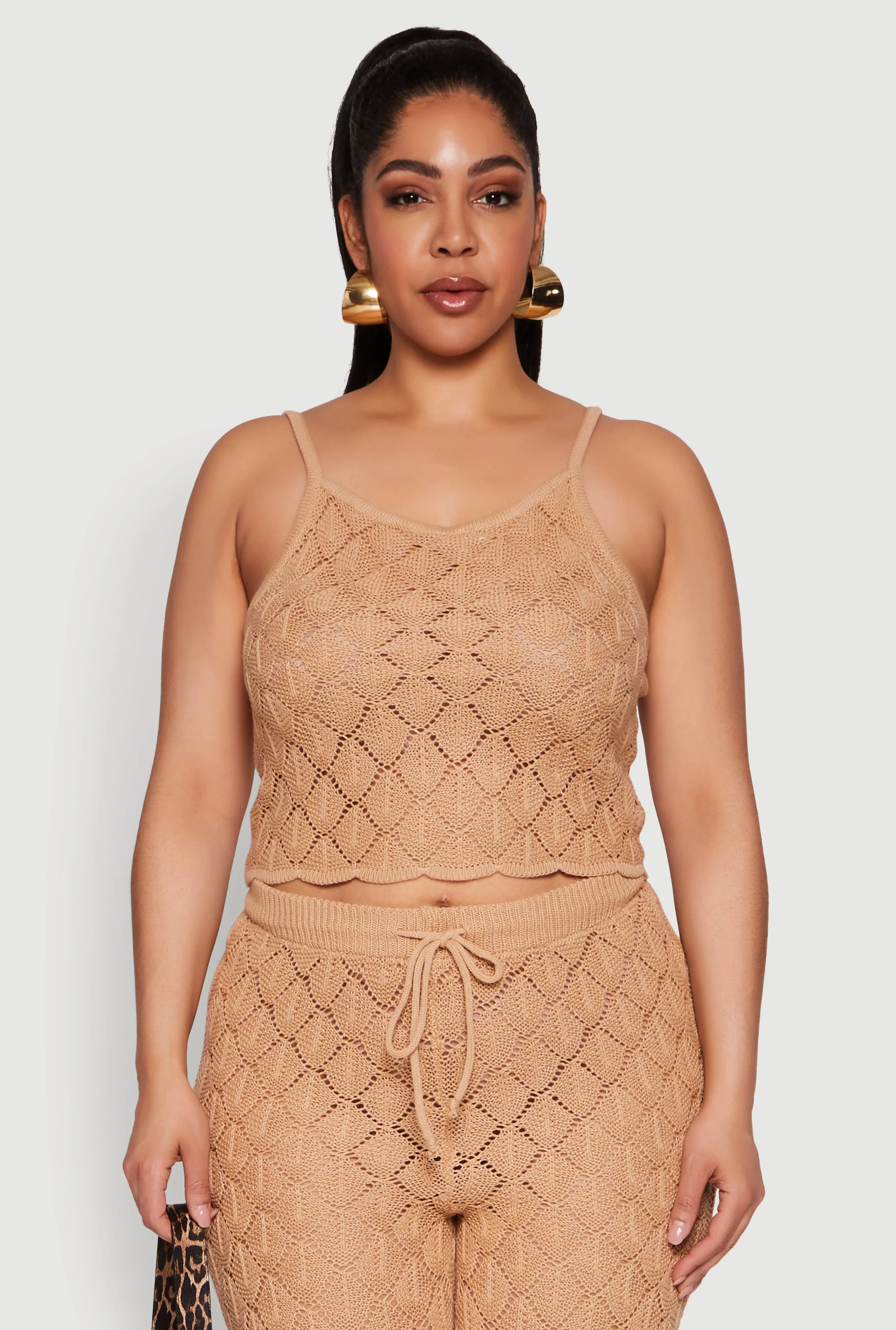 Plus Size Crochet Diamond Knit Cami sold by Rainbow