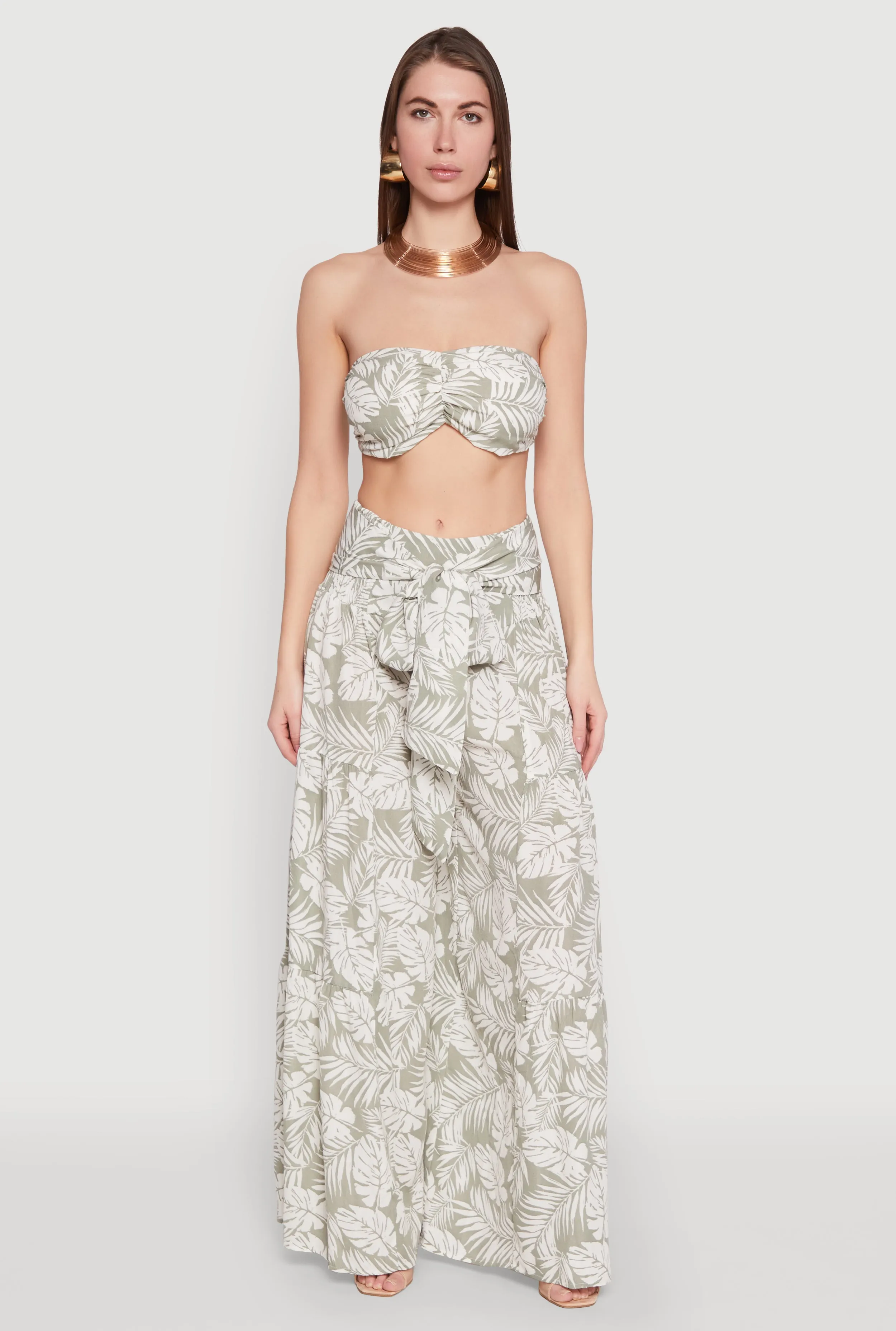 Airy Tie Front Tiered Leg Palazzo Pants sold by Rainbow