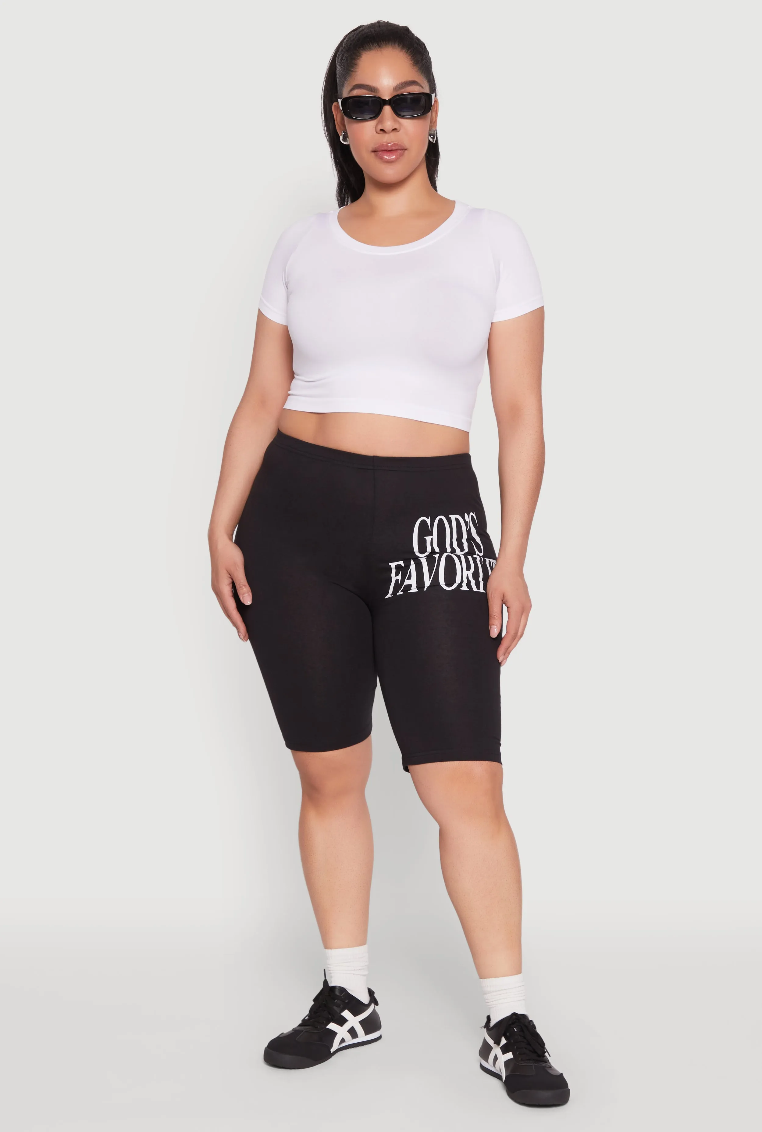 Plus Size Gods Favorite Graphic Biker Shorts sold by Rainbow