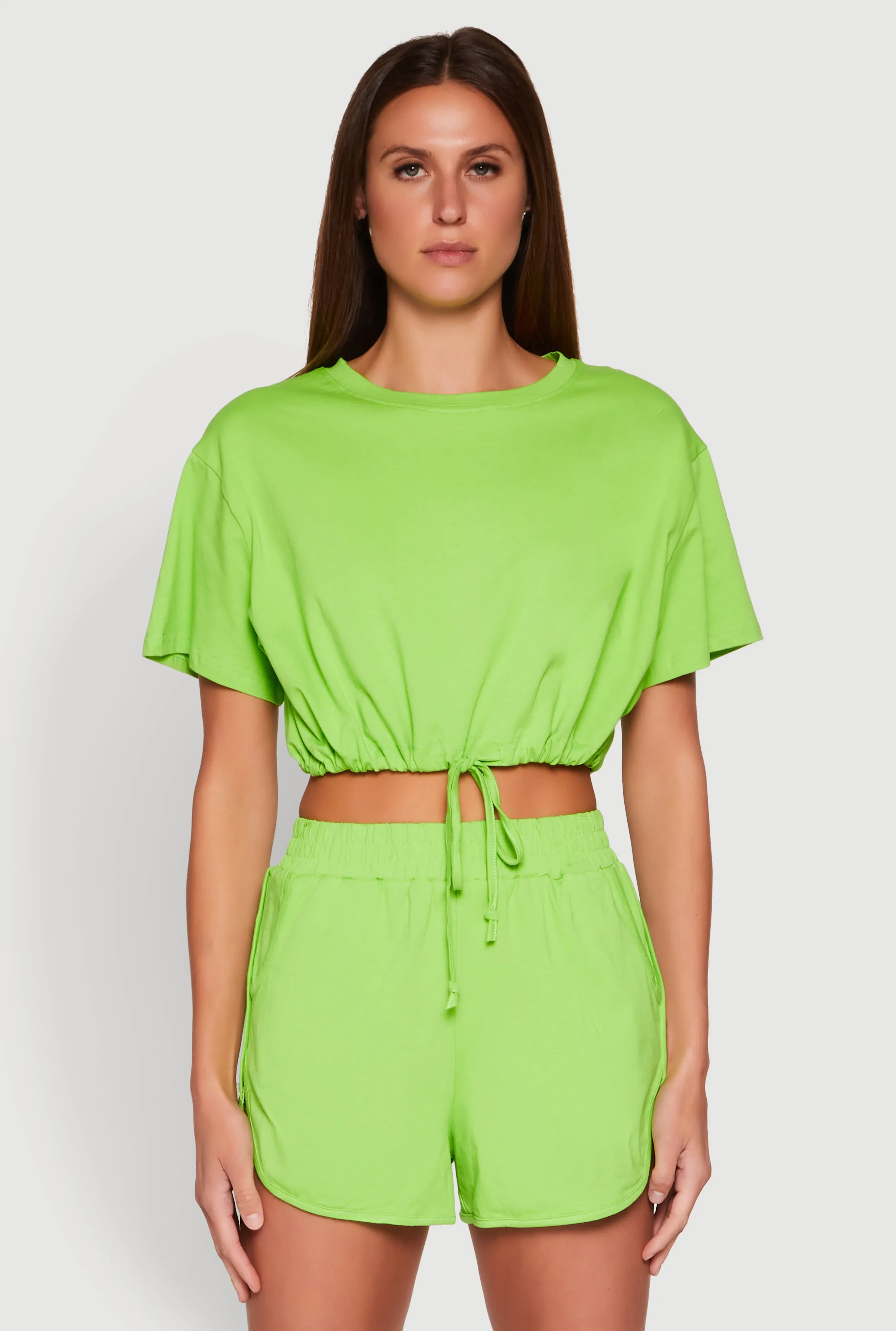 Daisy Short Sleeve Drawstring Hem Crop Top sold by Rainbow
