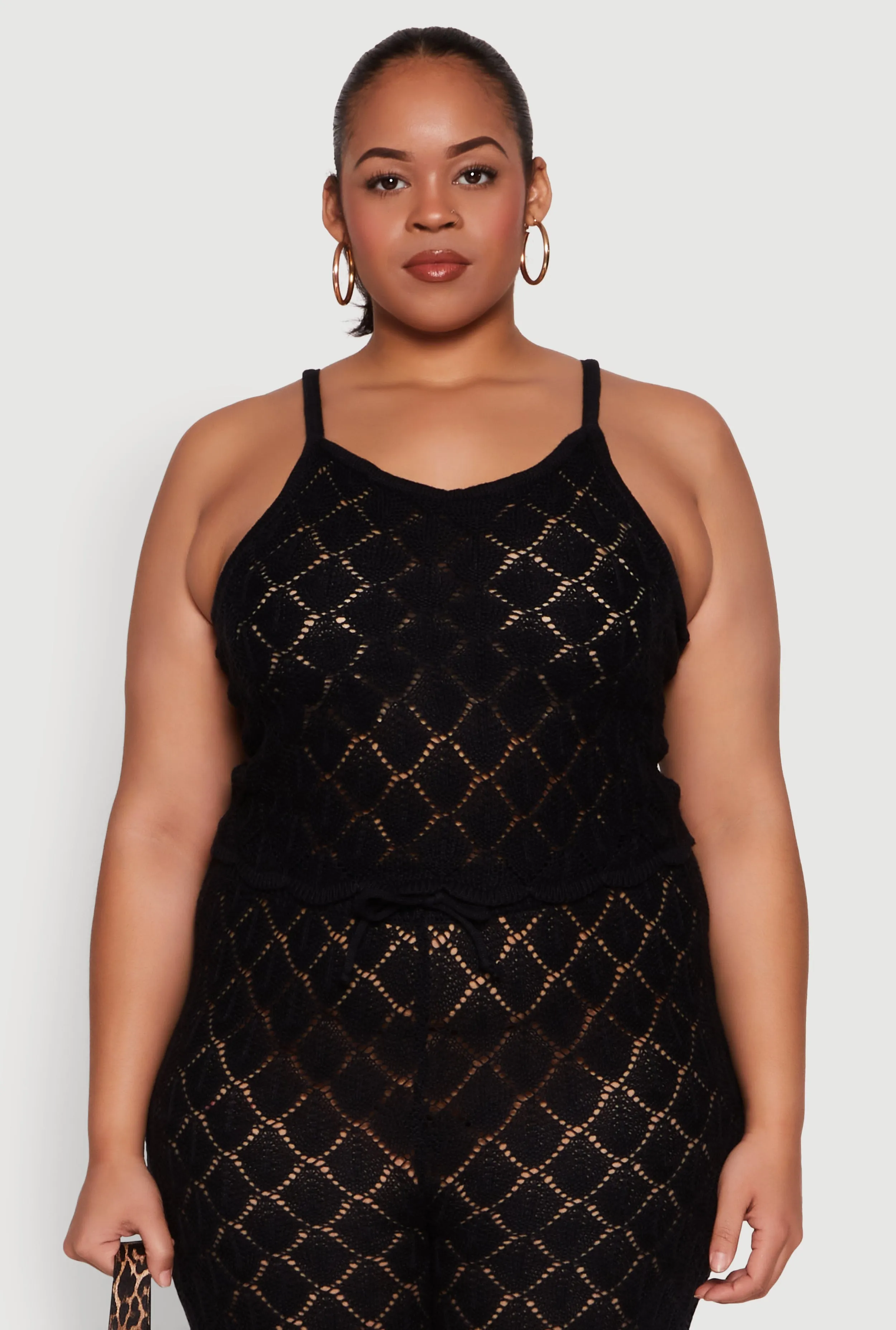 Plus Size Crochet Diamond Knit Cami sold by Rainbow