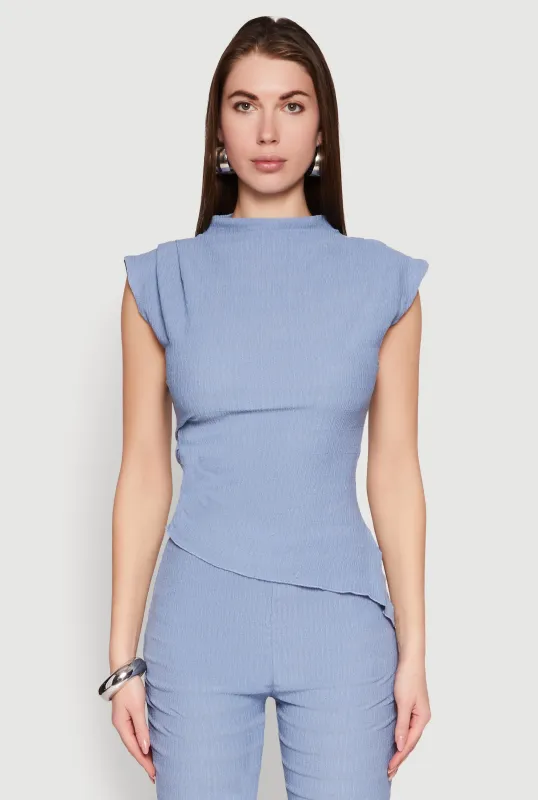 Asymmetrical Hem Cap Sleeve Top sold by Rainbow