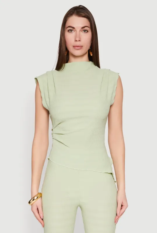 Asymmetrical Hem Cap Sleeve Top sold by Rainbow