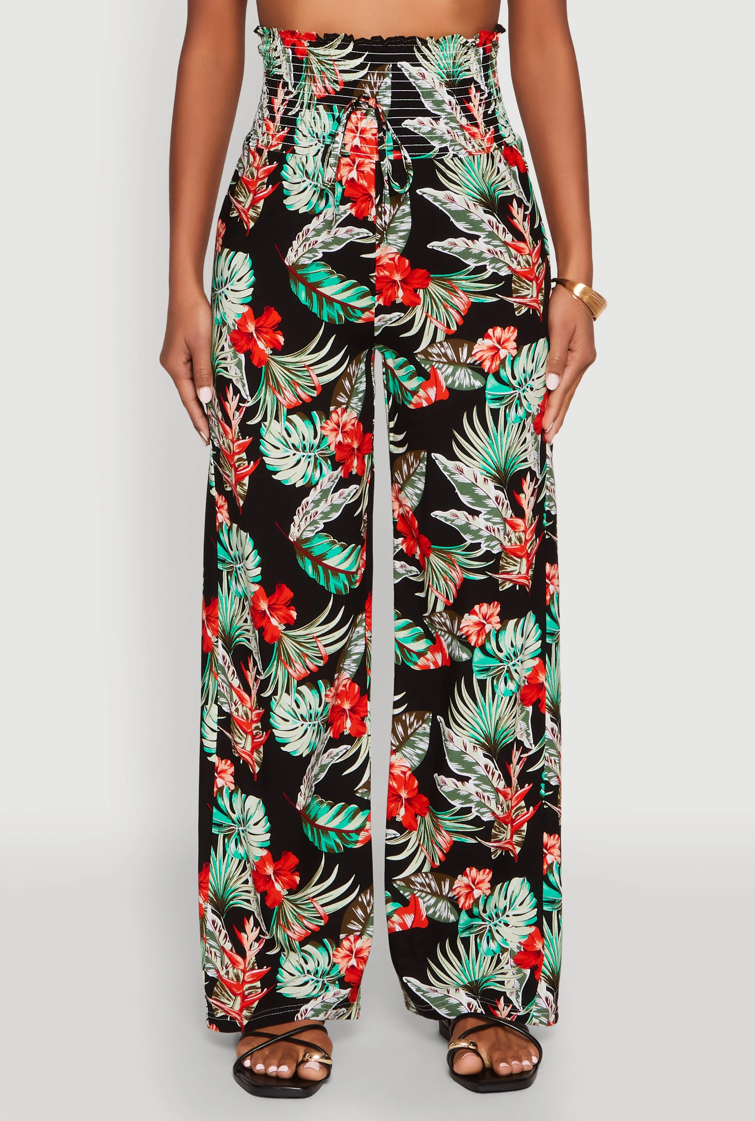 Tropical Leaf Print Palazzo Pants sold by Rainbow product image thumbnail 5
