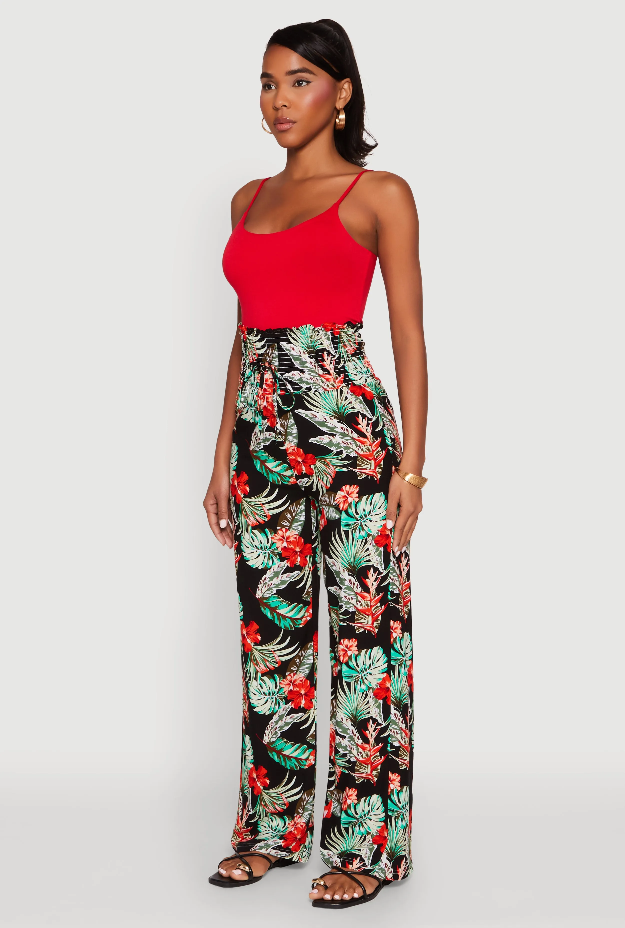 Tropical Leaf Print Palazzo Pants sold by Rainbow product image thumbnail 3