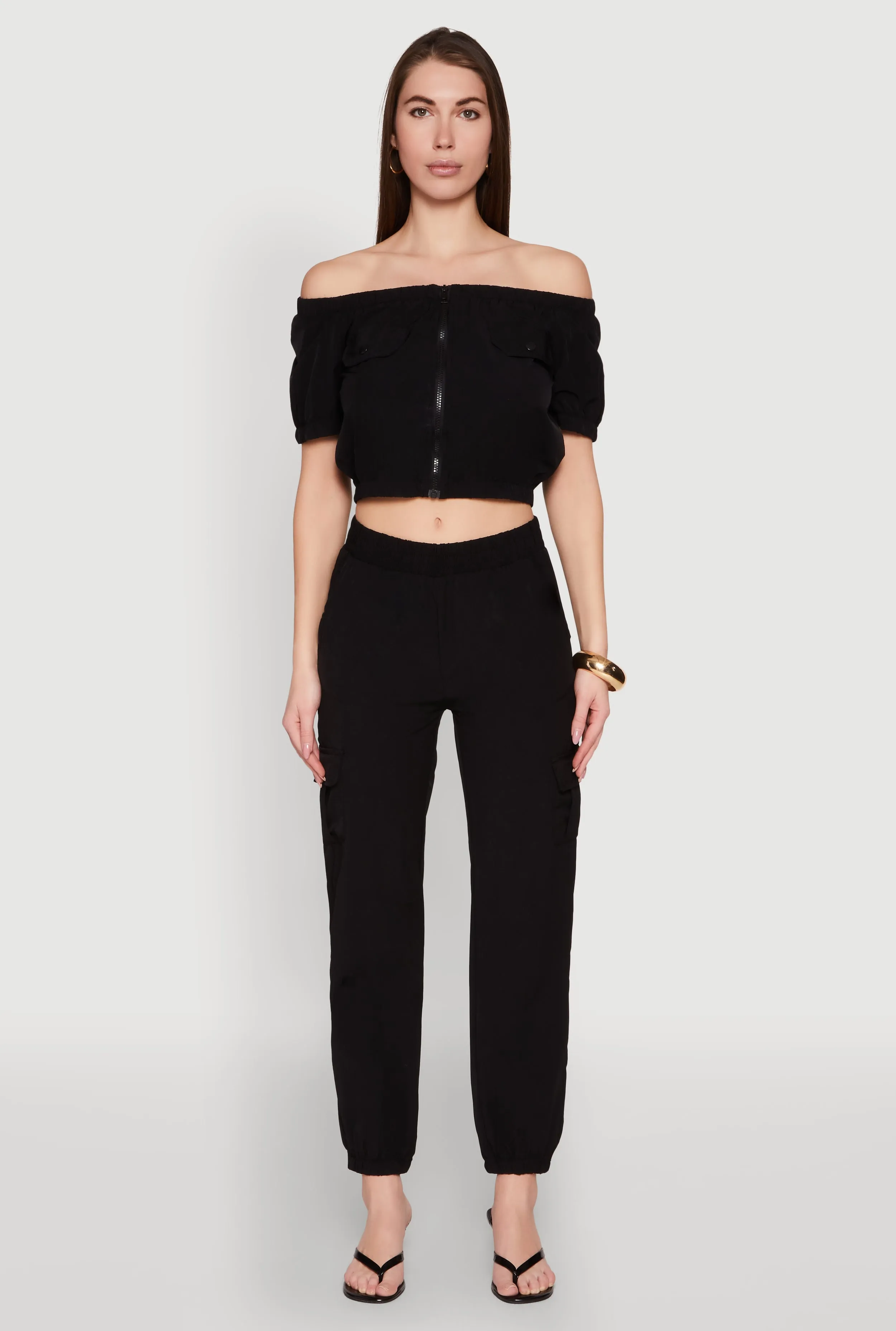 Smocked High Waisted Cargo Joggers sold by Rainbow product image thumbnail 2