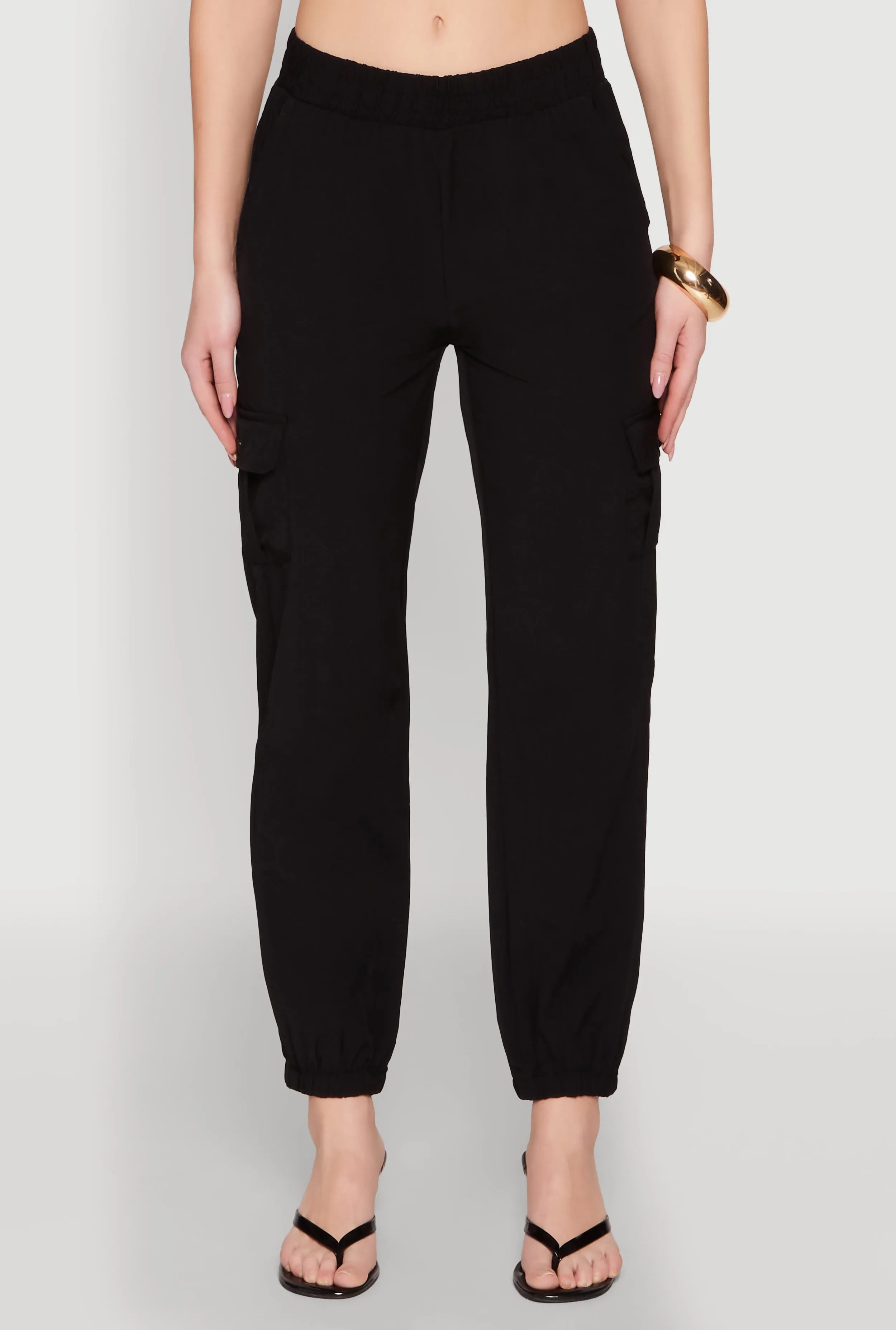 Smocked High Waisted Cargo Joggers sold by Rainbow product image thumbnail 3