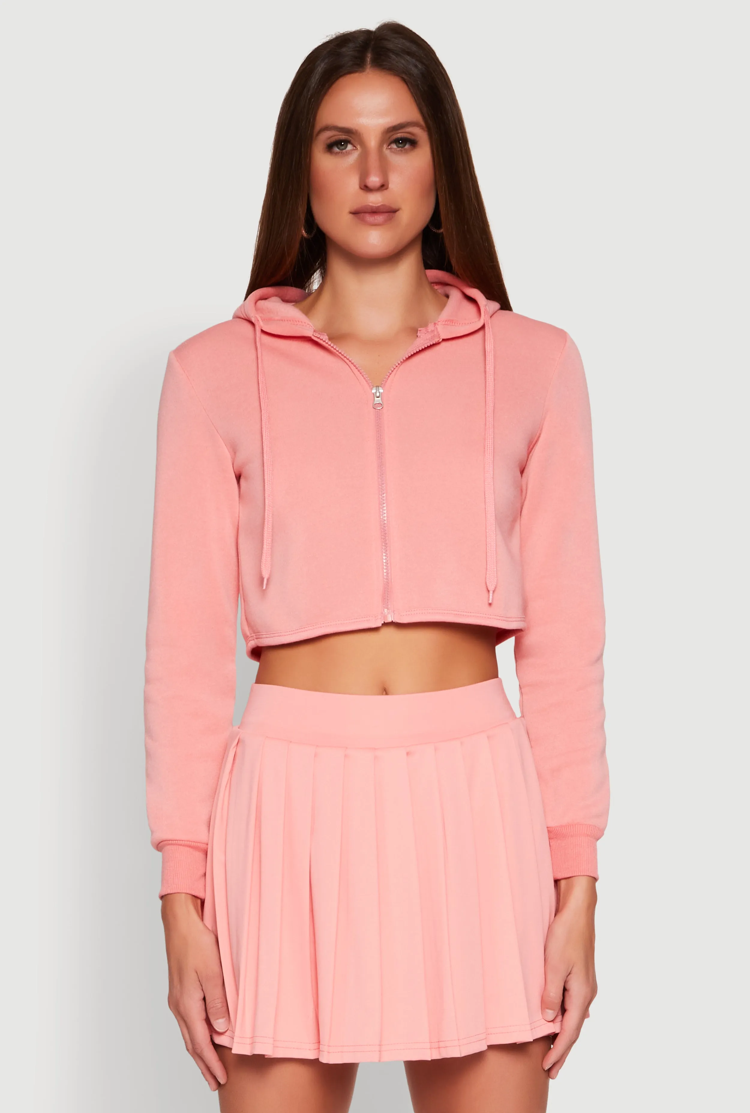 Zip Front Cropped Hoodie sold by Rainbow