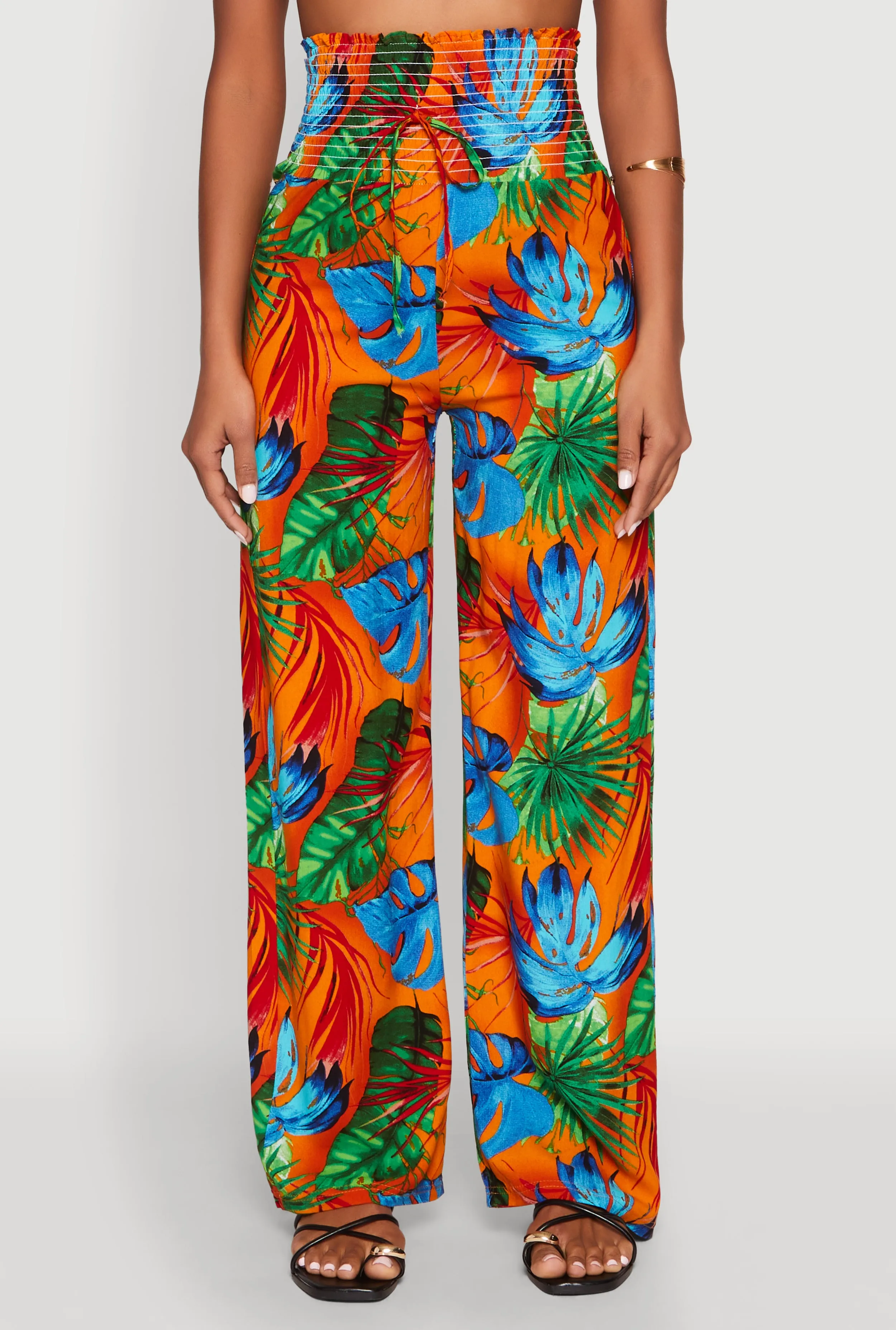 Tropical Leaf Print Palazzo Pants sold by Rainbow product image thumbnail 5