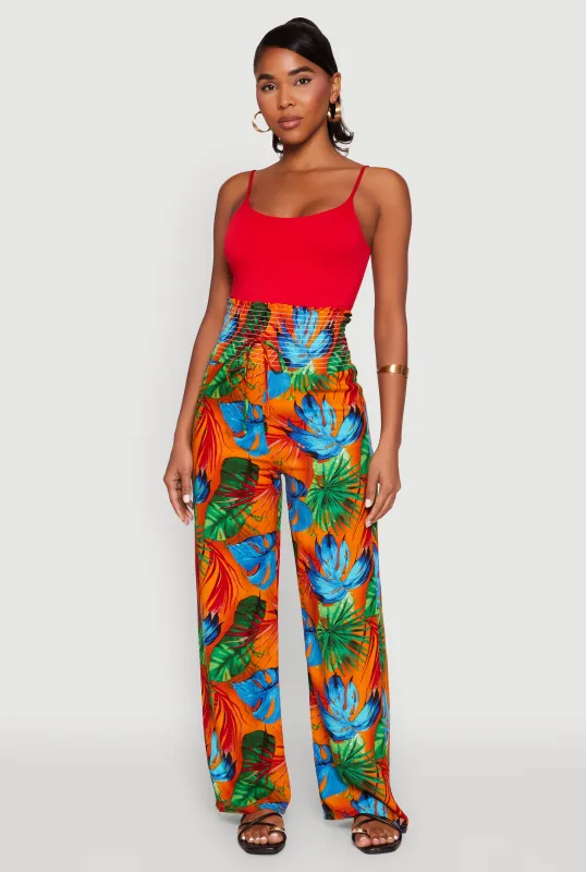 Tropical Leaf Print Palazzo Pants sold by Rainbow
