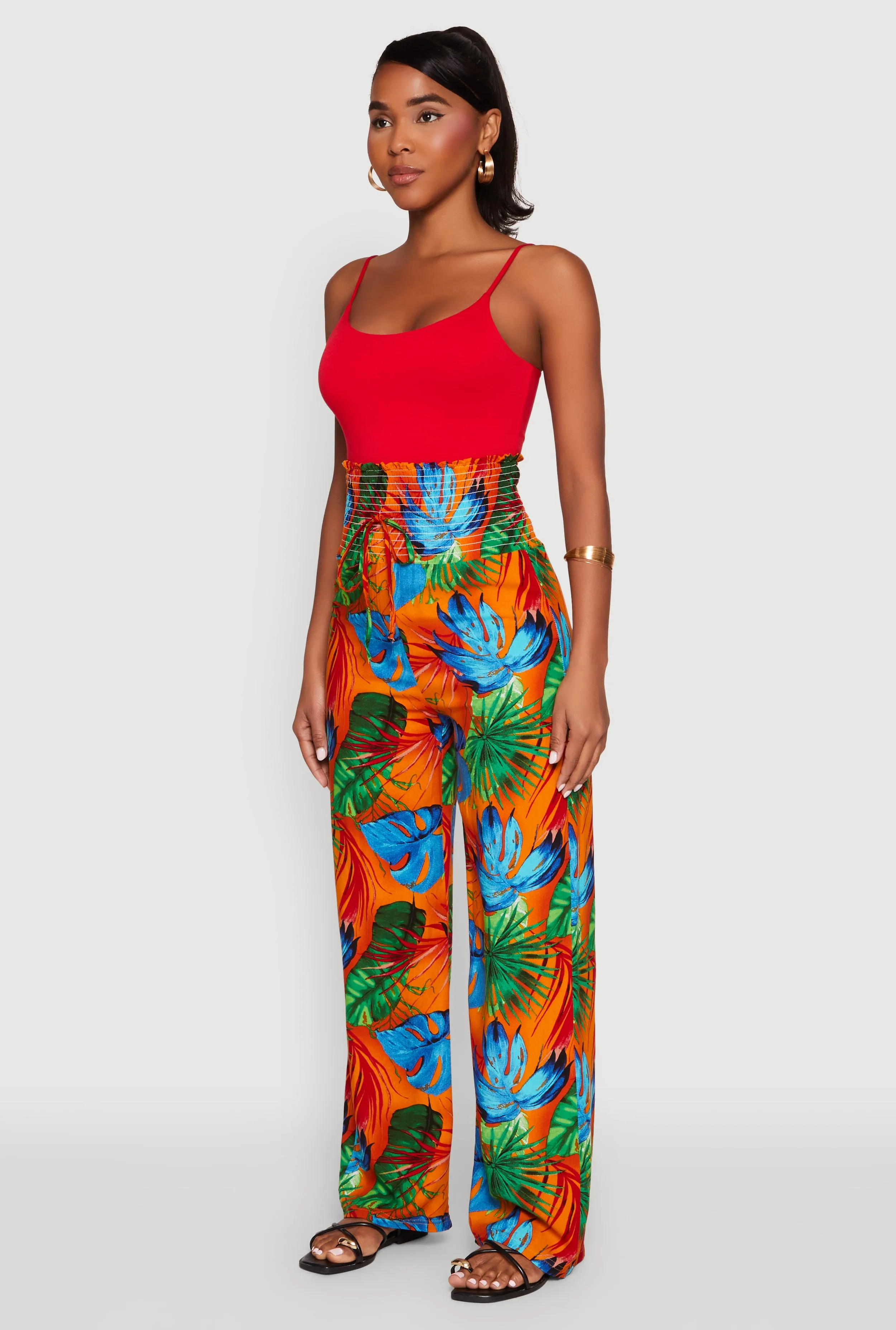 Tropical Leaf Print Palazzo Pants sold by Rainbow product image thumbnail 3