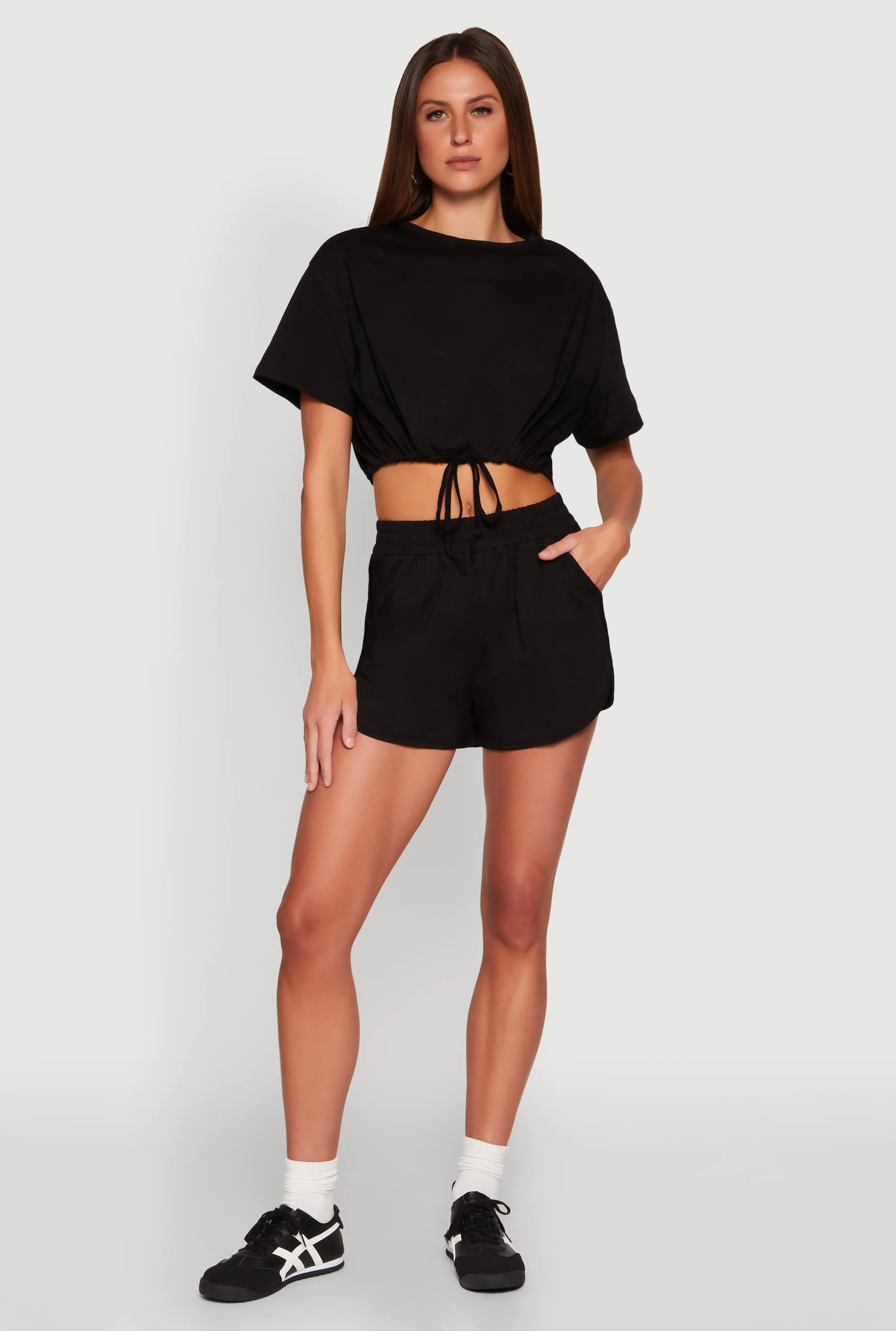 Daisy Short Sleeve Drawstring Hem Crop Top sold by Rainbow product image thumbnail 2