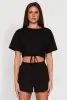 Daisy Short Sleeve Drawstring Hem Crop Top sold by Rainbow