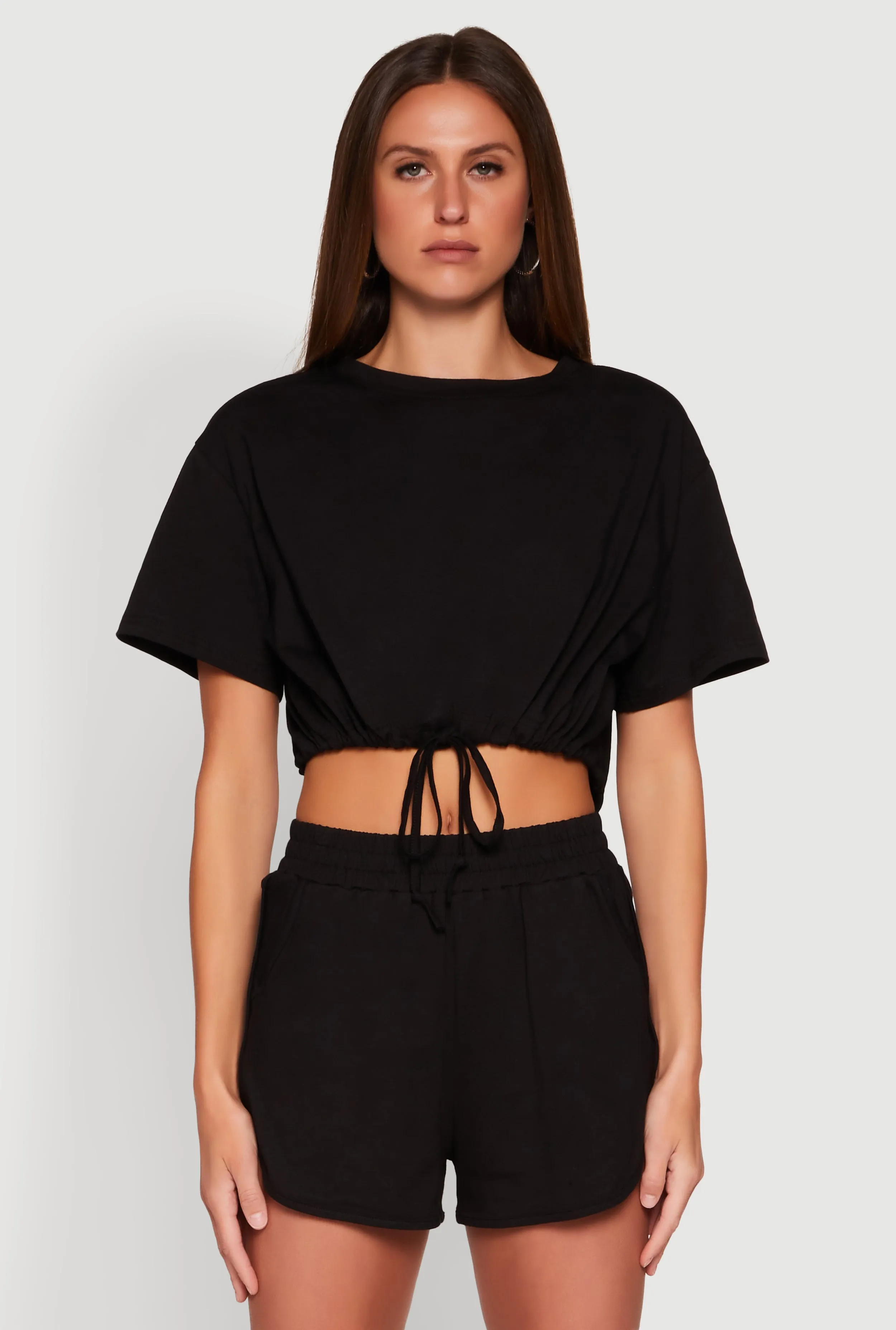 Daisy Short Sleeve Drawstring Hem Crop Top sold by Rainbow