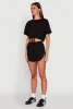Daisy Short Sleeve Drawstring Hem Crop Top sold by Rainbow