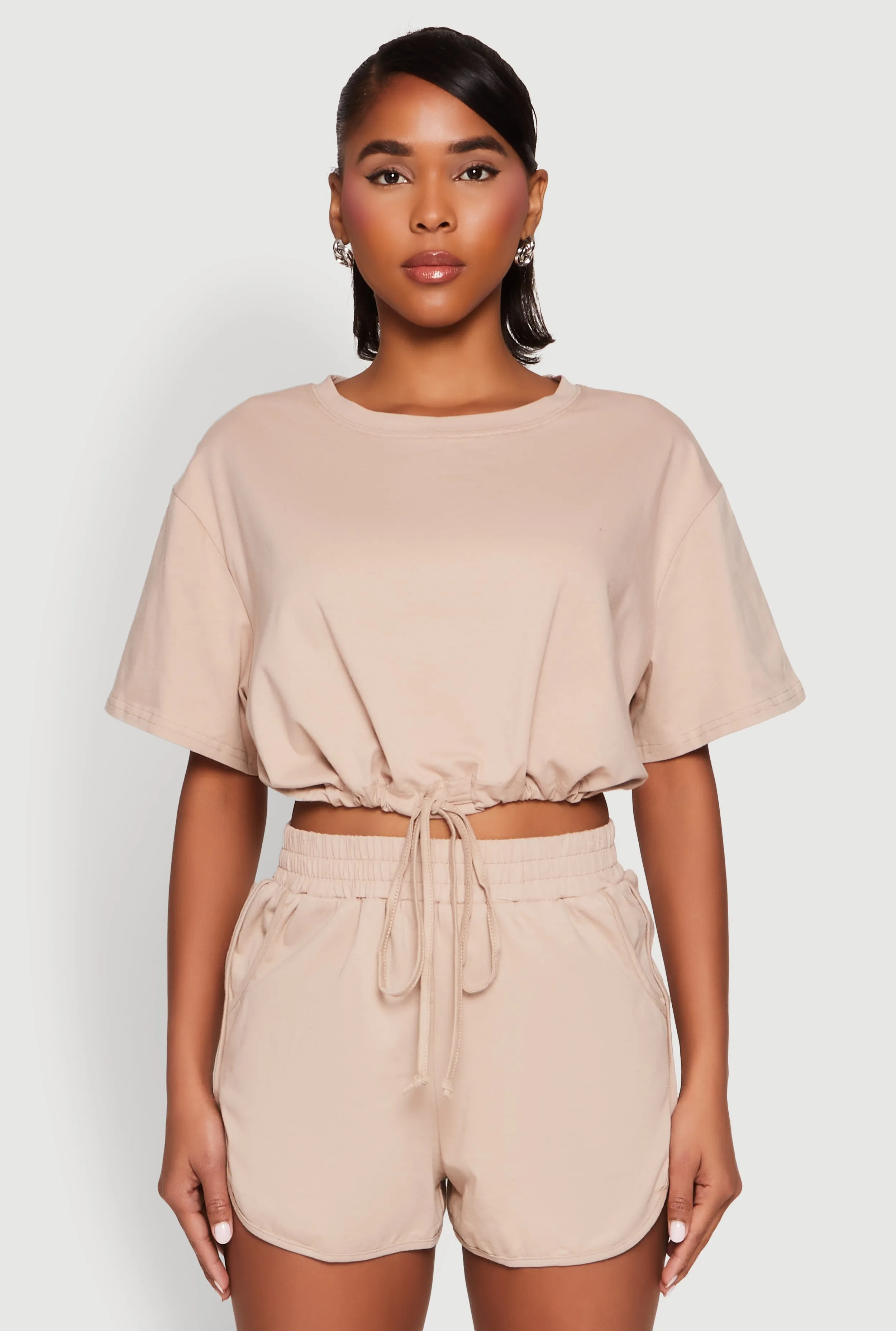 Daisy Short Sleeve Drawstring Hem Crop Top sold by Rainbow