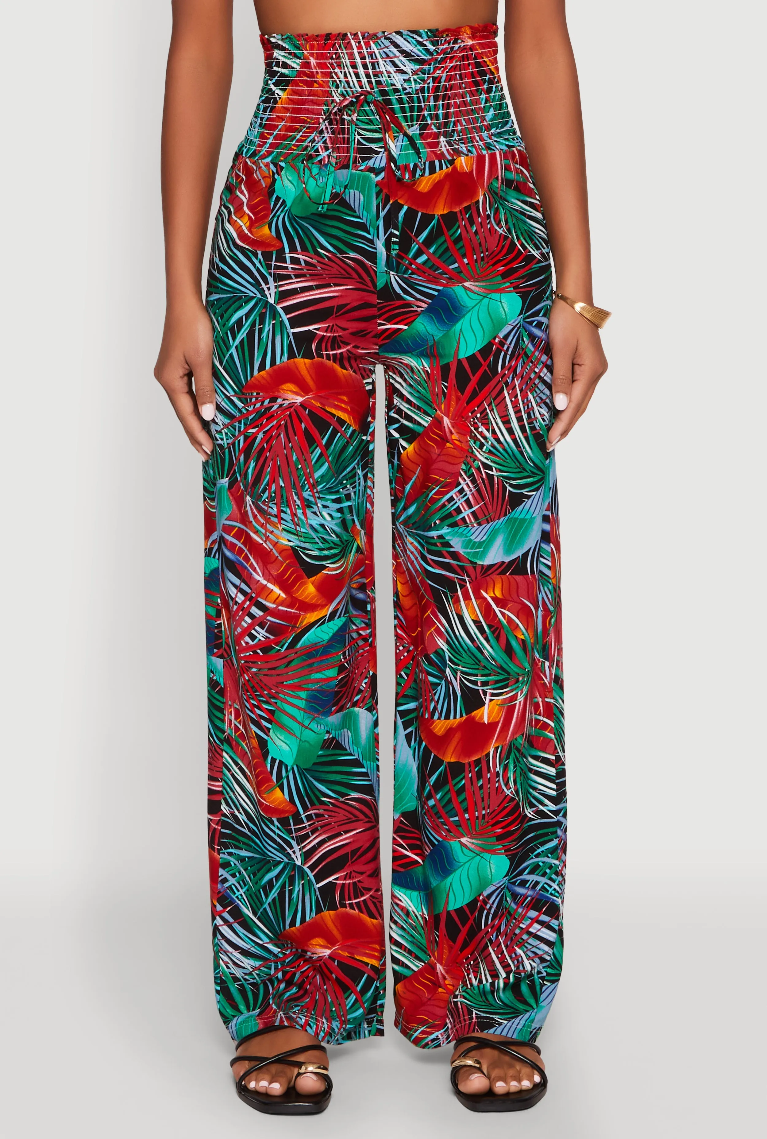 Tropical Leaf Print Palazzo Pants sold by Rainbow product image thumbnail 5