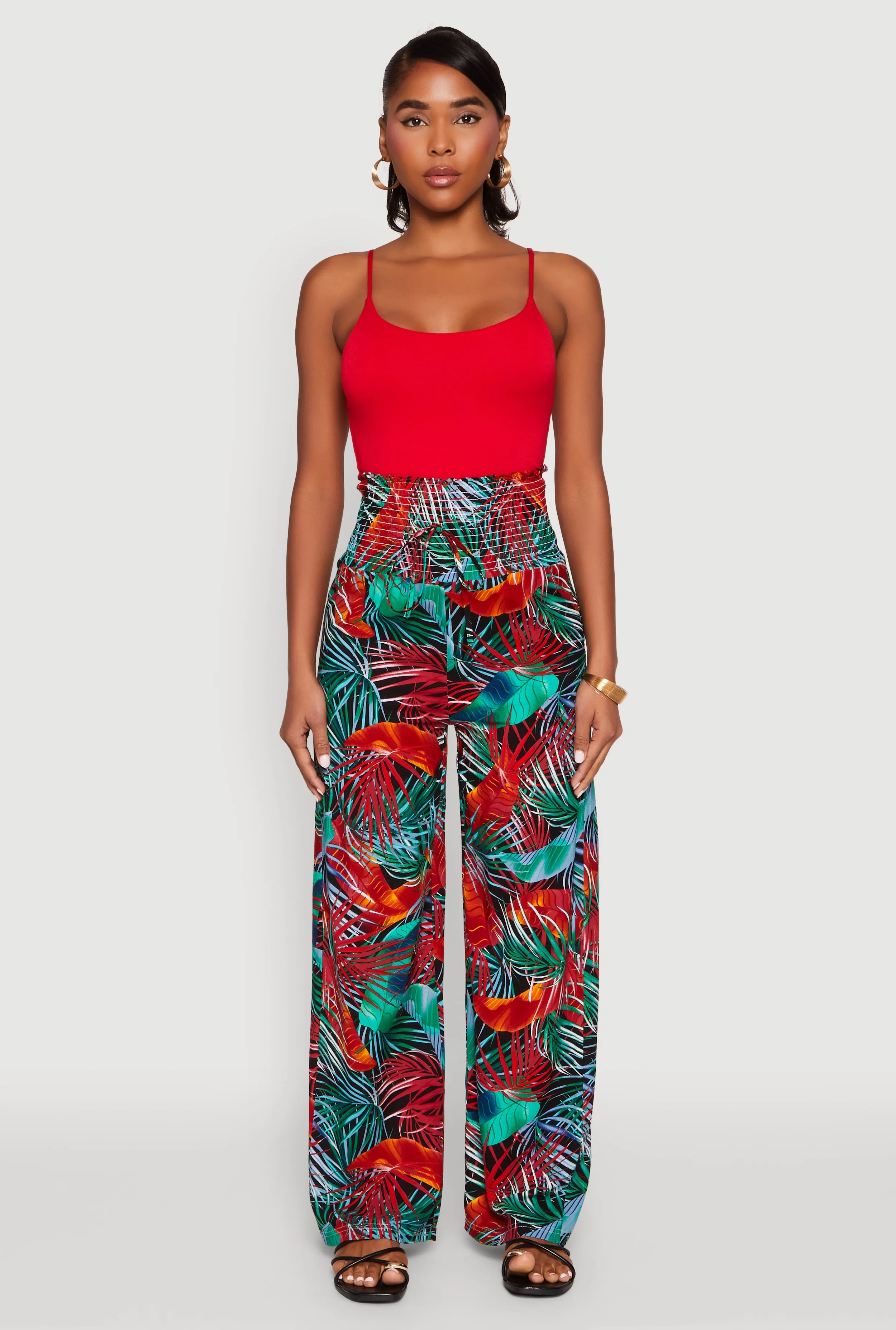 Tropical Leaf Print Palazzo Pants sold by Rainbow product image thumbnail 2