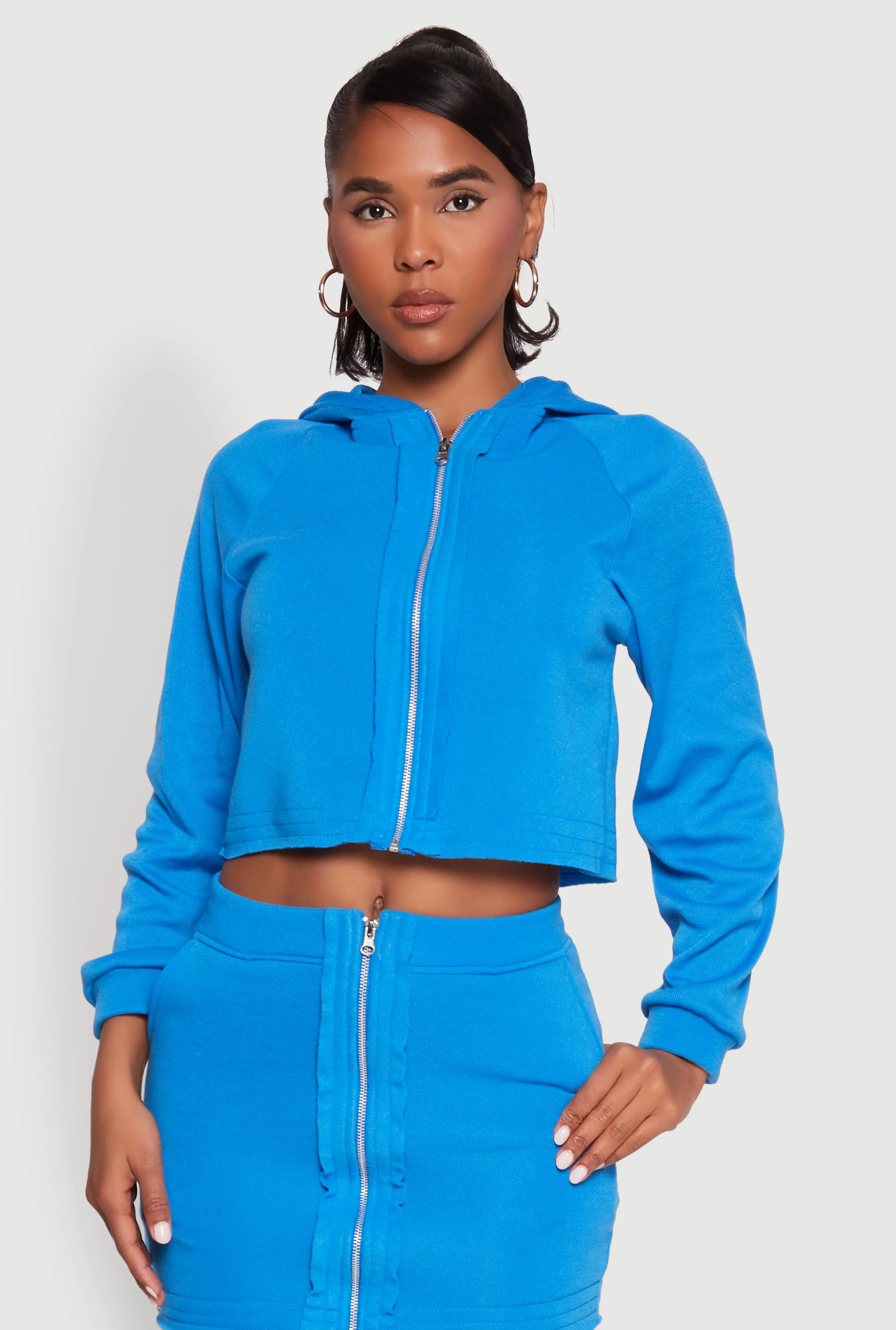 Fleece Lined Rib Knit Zip Front Sweatshirt sold by Rainbow