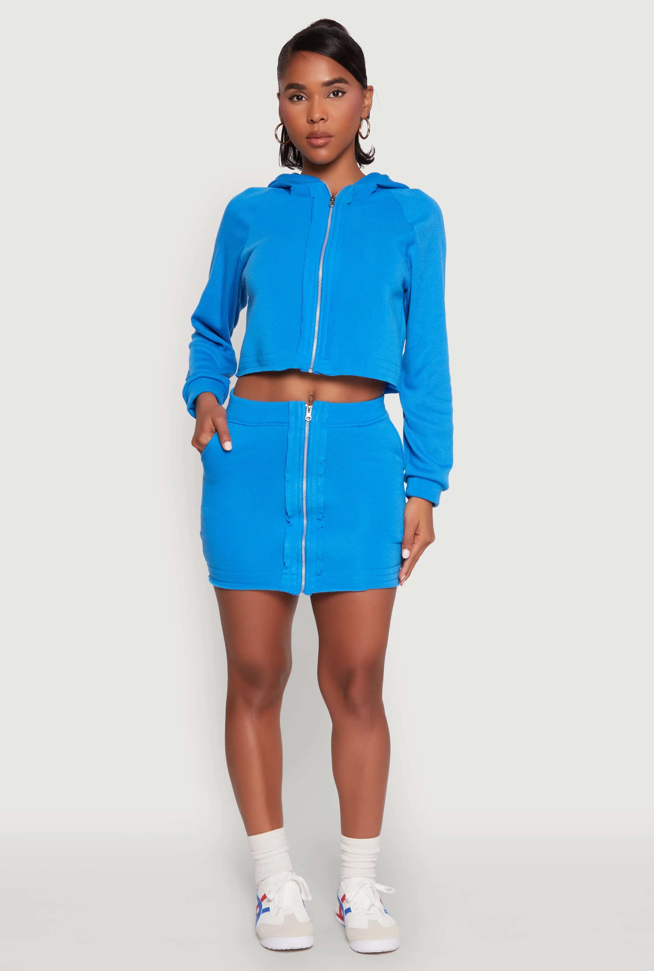 Fleece Lined Rib Knit Zip Front Sweatshirt sold by Rainbow product image thumbnail 2