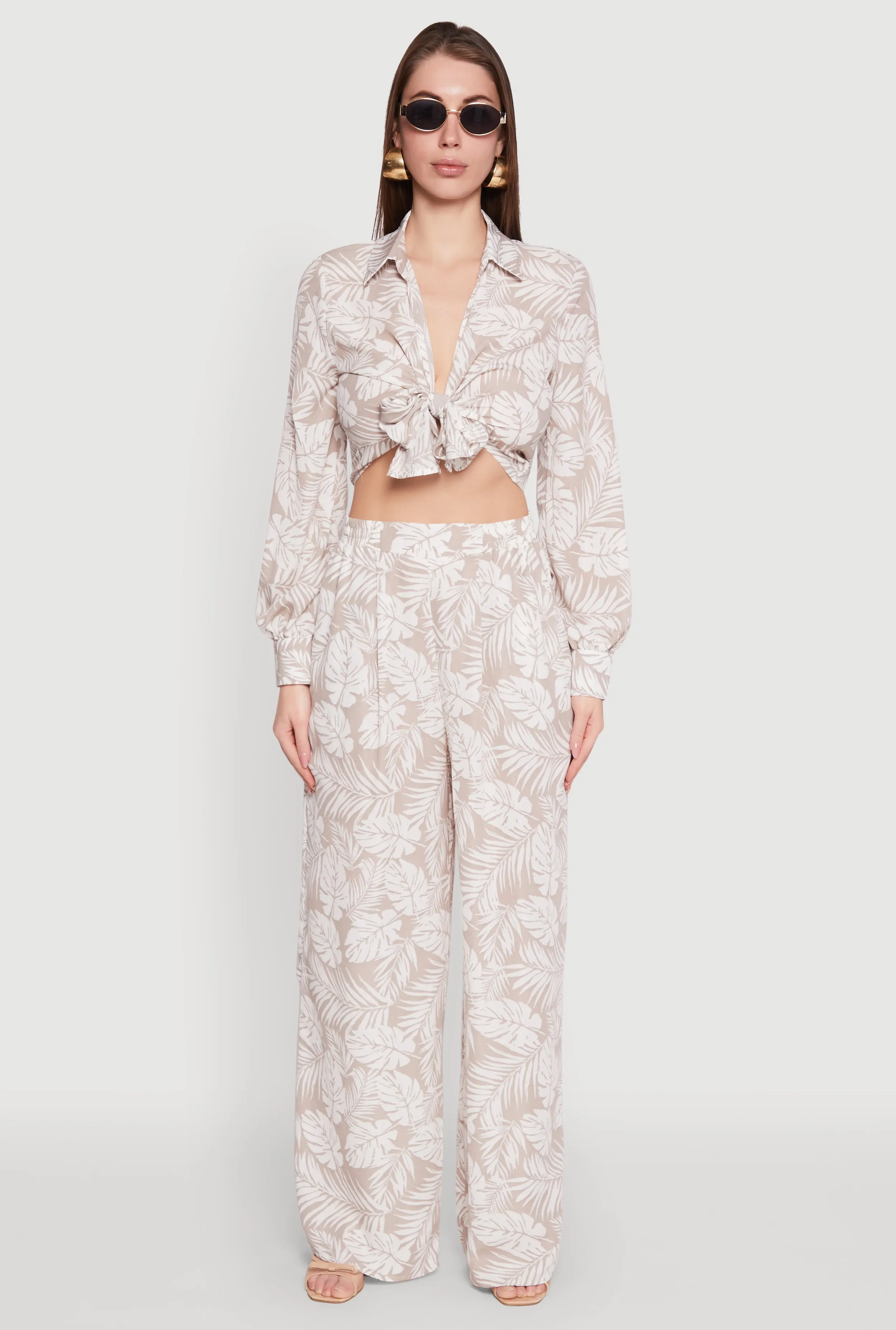 Airy Leaf Print Palazzo Pants sold by Rainbow product image thumbnail 2