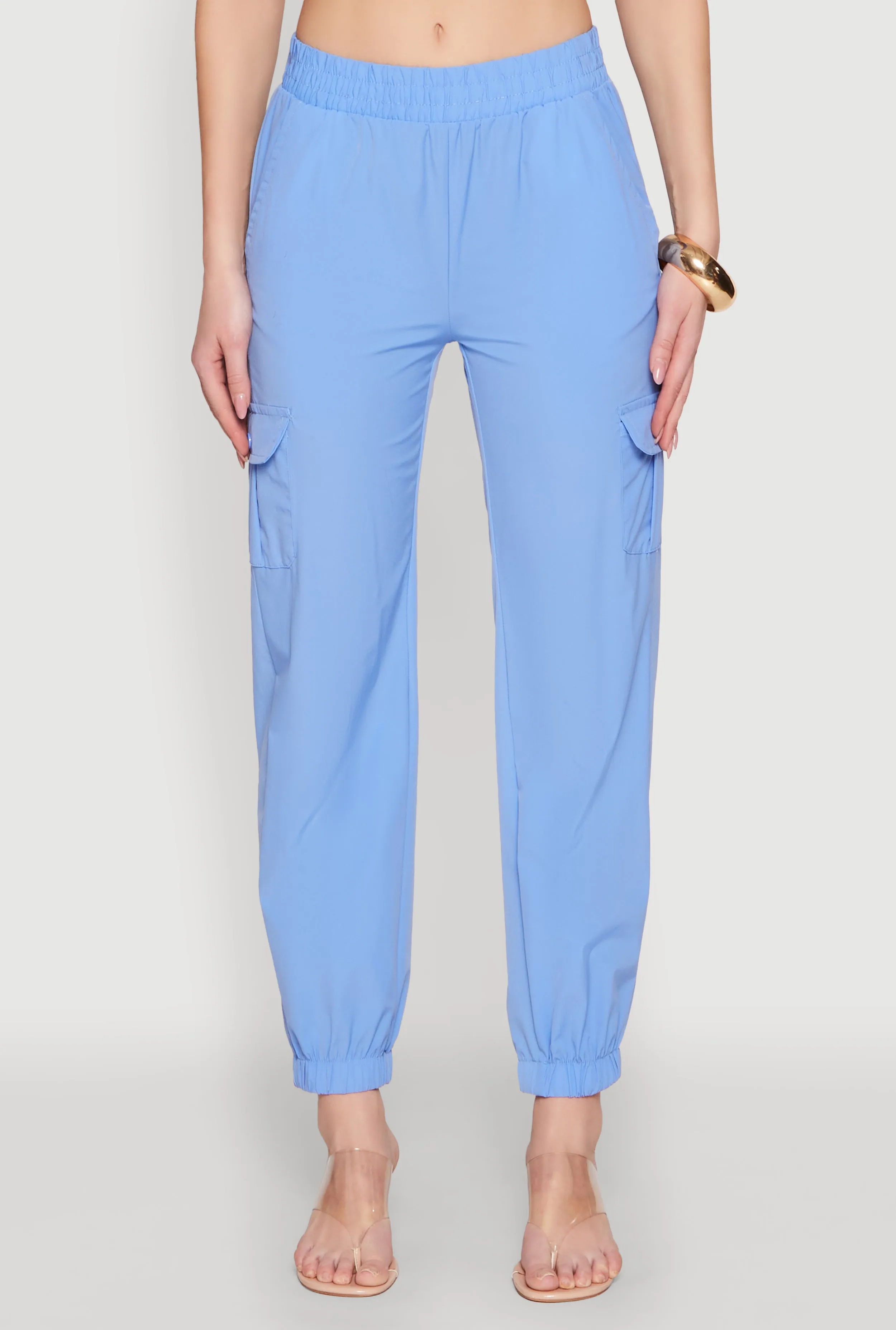 Smocked High Waisted Cargo Joggers sold by Rainbow product image thumbnail 3