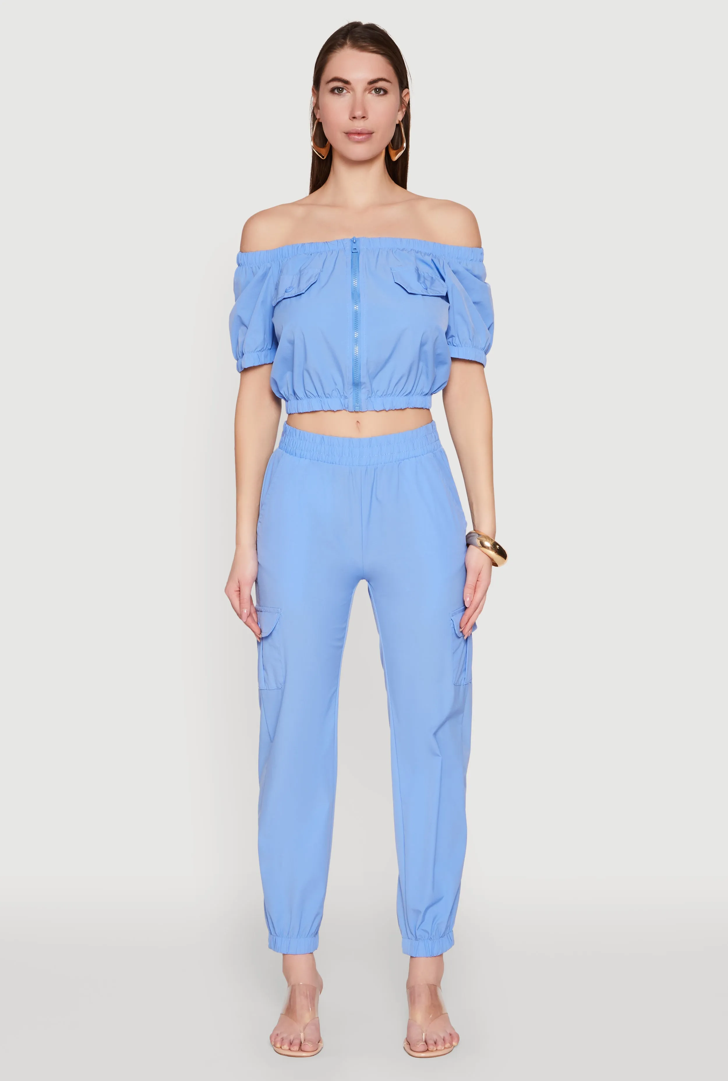 Smocked High Waisted Cargo Joggers sold by Rainbow product image thumbnail 2