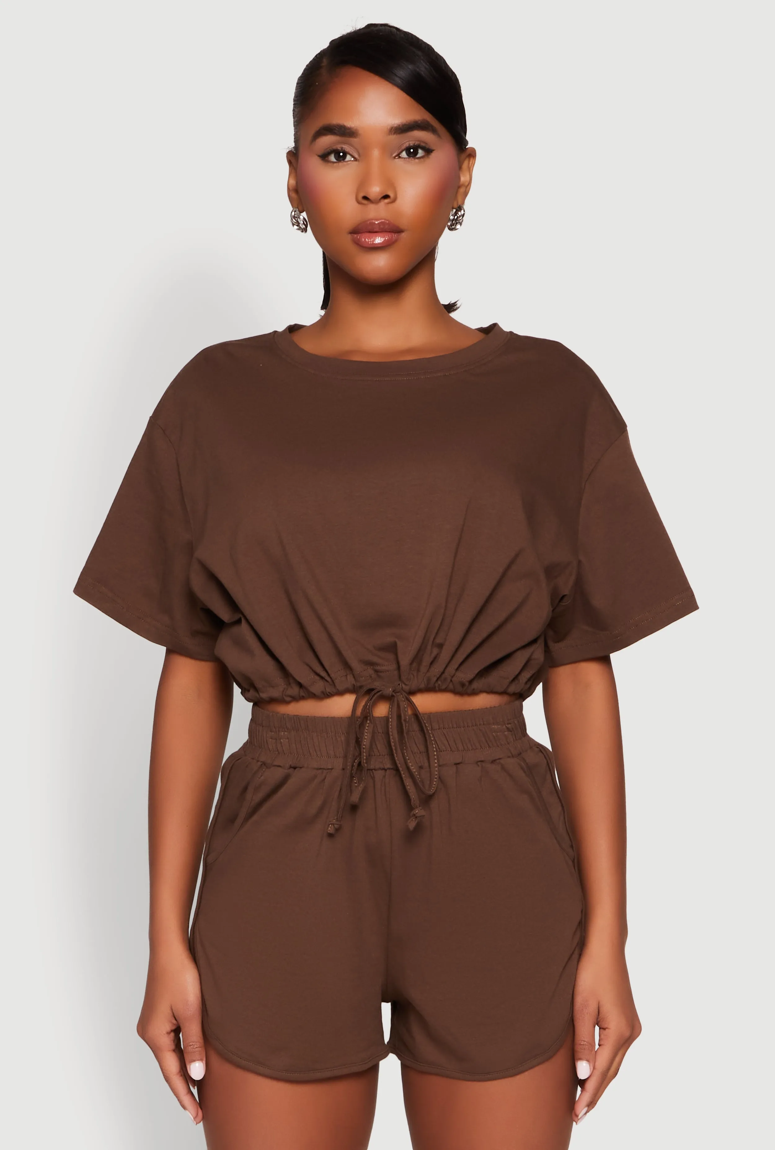 Daisy Short Sleeve Drawstring Hem Crop Top sold by Rainbow