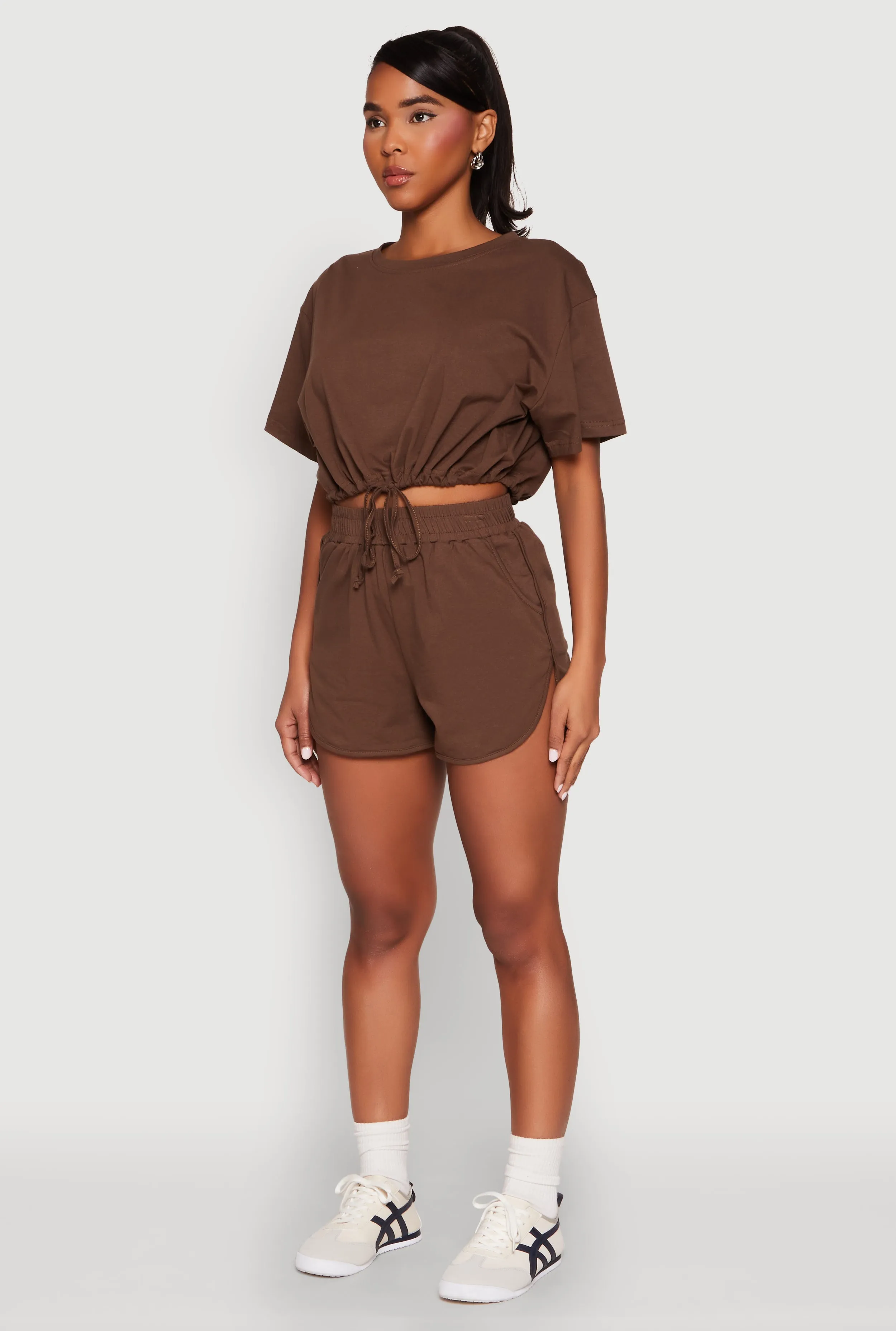 Daisy Short Sleeve Drawstring Hem Crop Top sold by Rainbow product image thumbnail 5