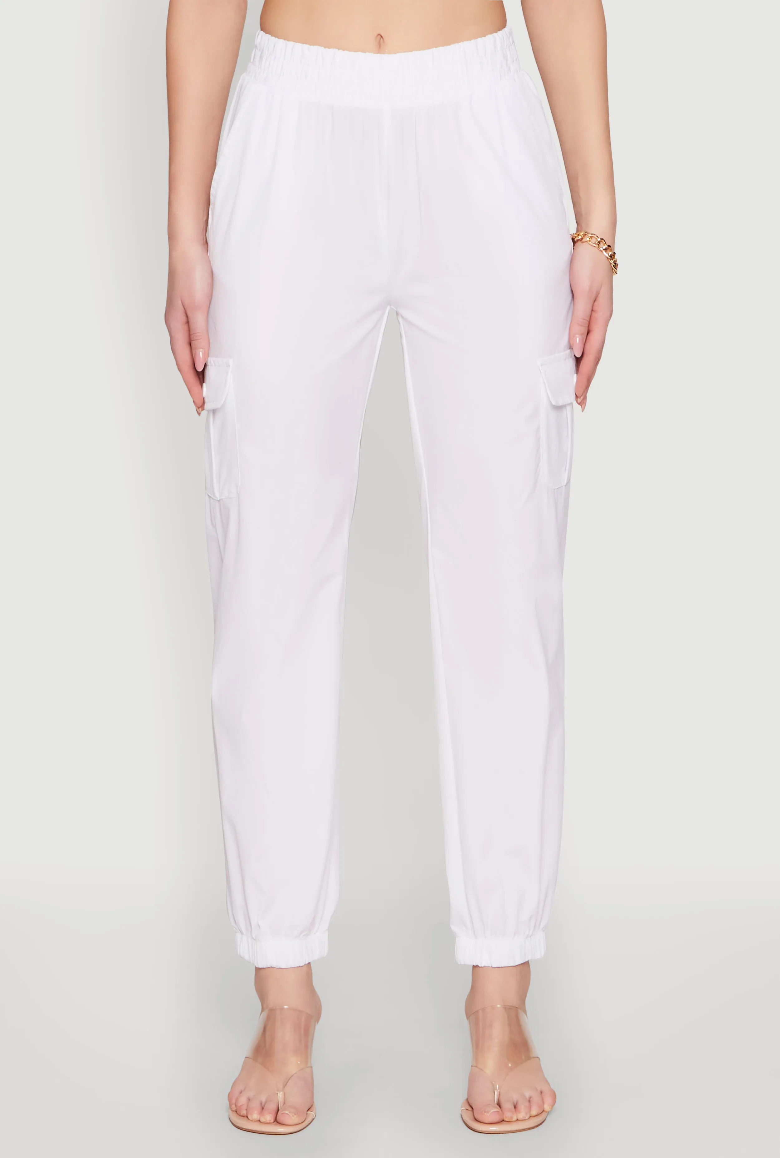 Smocked High Waisted Cargo Joggers sold by Rainbow product image thumbnail 3