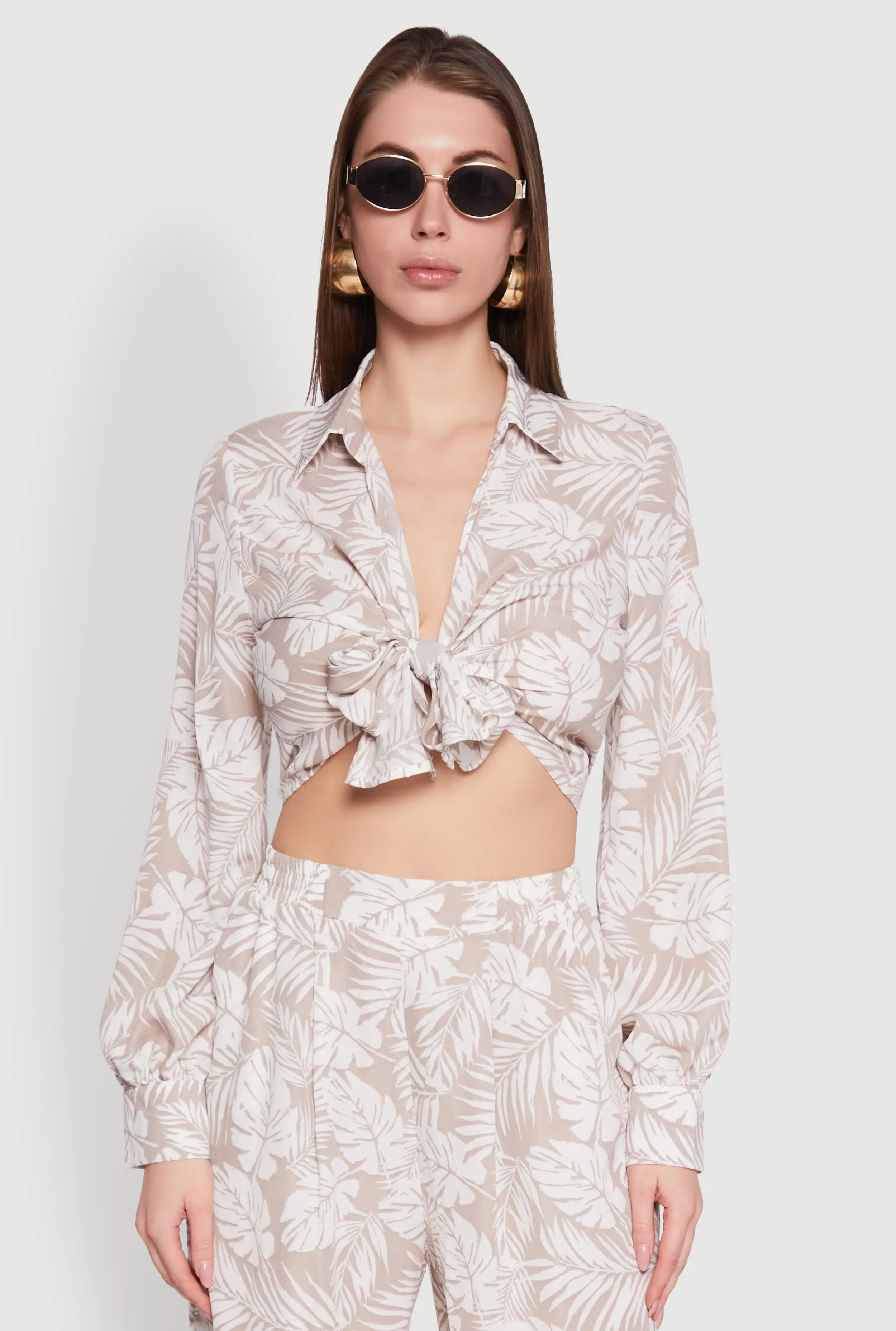 Airy Collared Tie Front Blouse sold by Rainbow