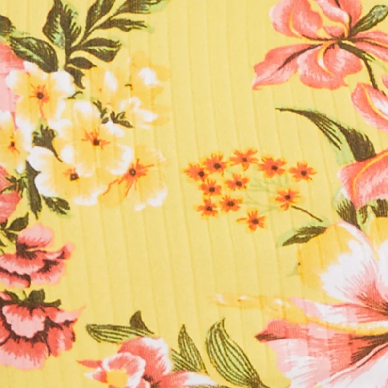 Rib Knit Lettuce Edge Floral Midi Dress sold by Rainbow product image thumbnail 4