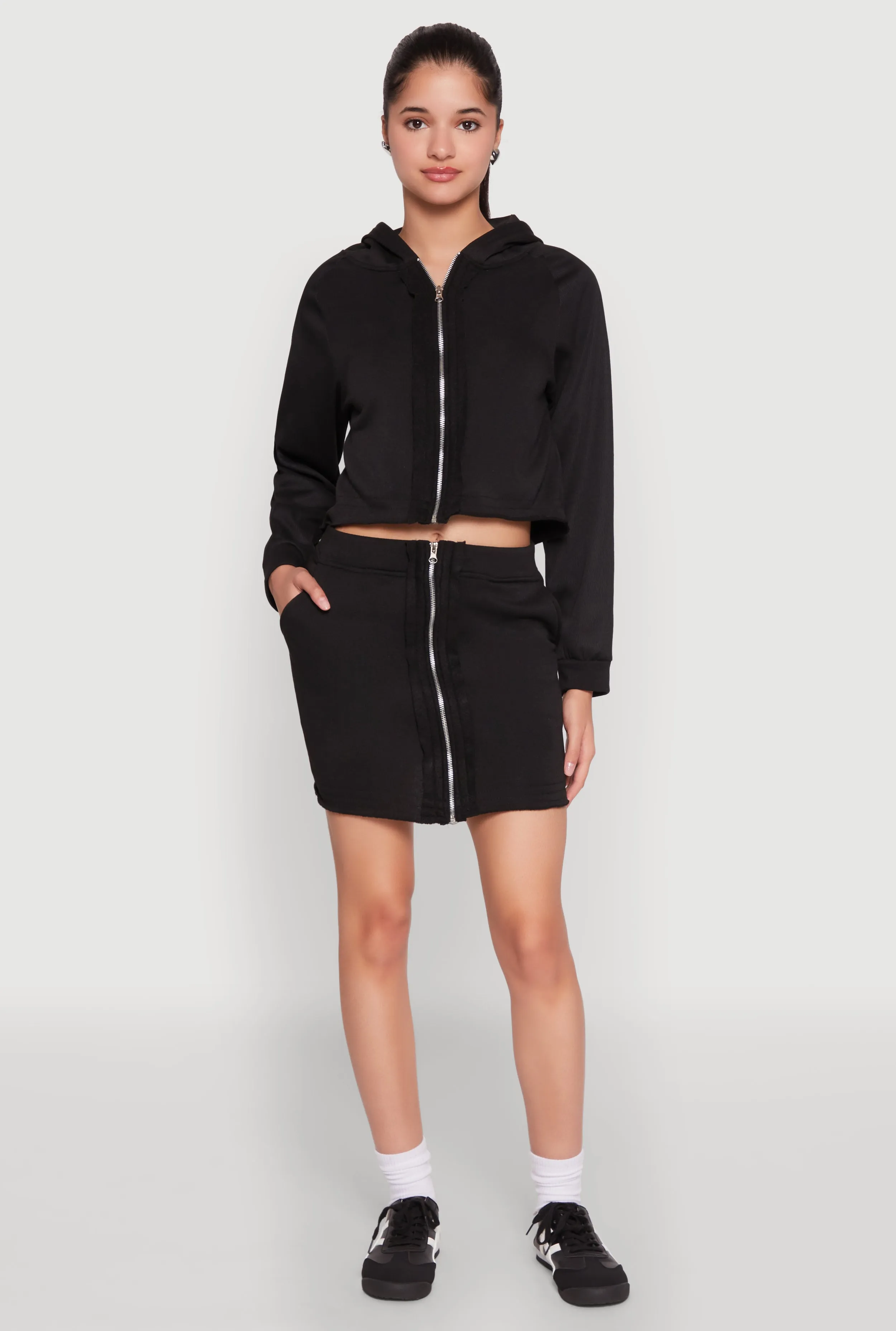 Fleece Lined Rib Knit Zip Front Sweatshirt sold by Rainbow product image thumbnail 3