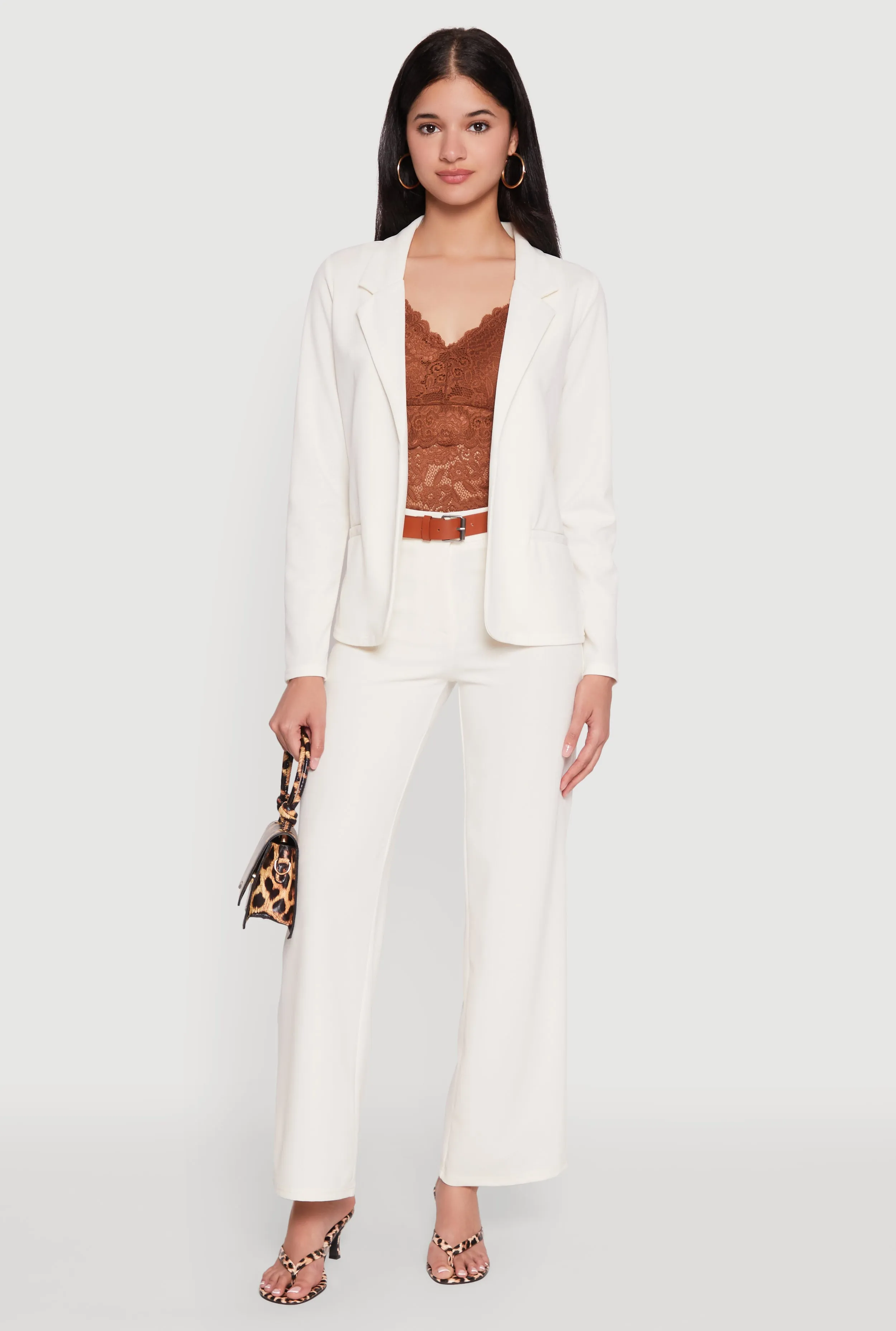 Long Sleeve Crepe Knit Open Front Blazer sold by Rainbow product image thumbnail 2