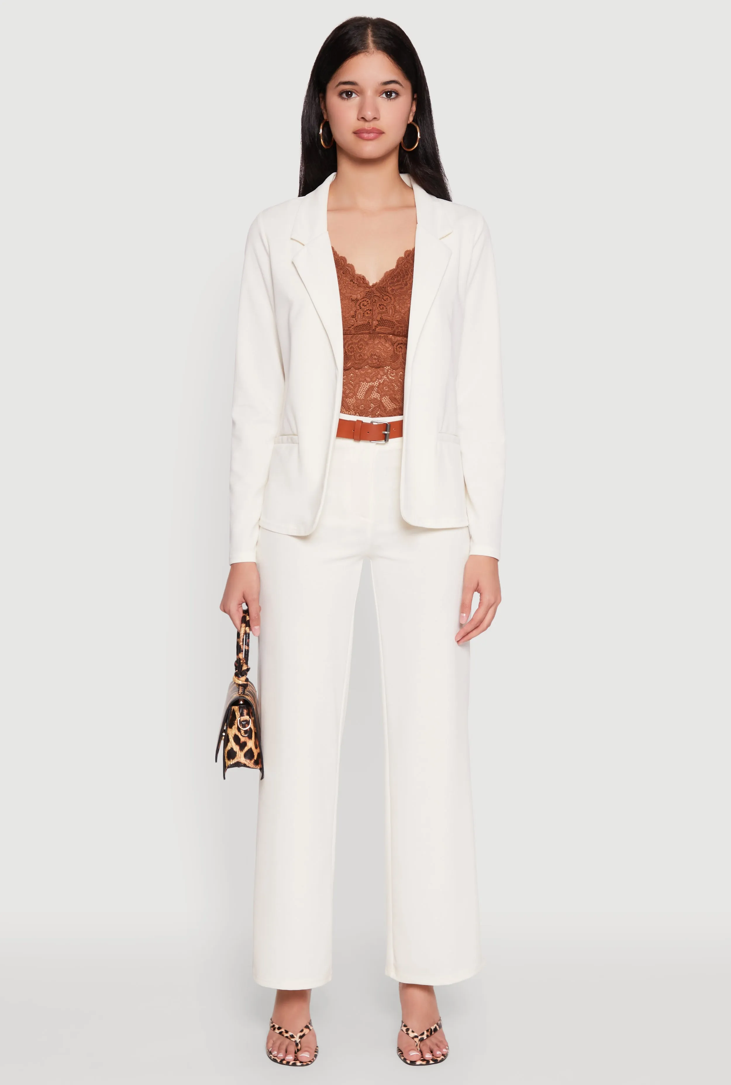 Long Sleeve Crepe Knit Open Front Blazer sold by Rainbow product image thumbnail 3