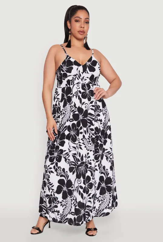 Plus Size Airy Floral Print Empire Waist Dress sold by Rainbow