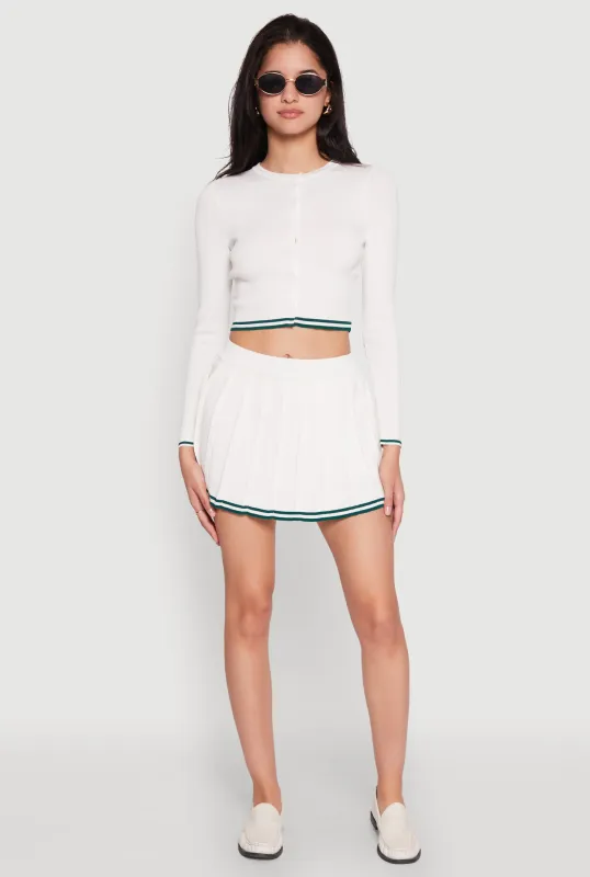 Daisy Pleated Varsity Stripe Skort sold by Rainbow