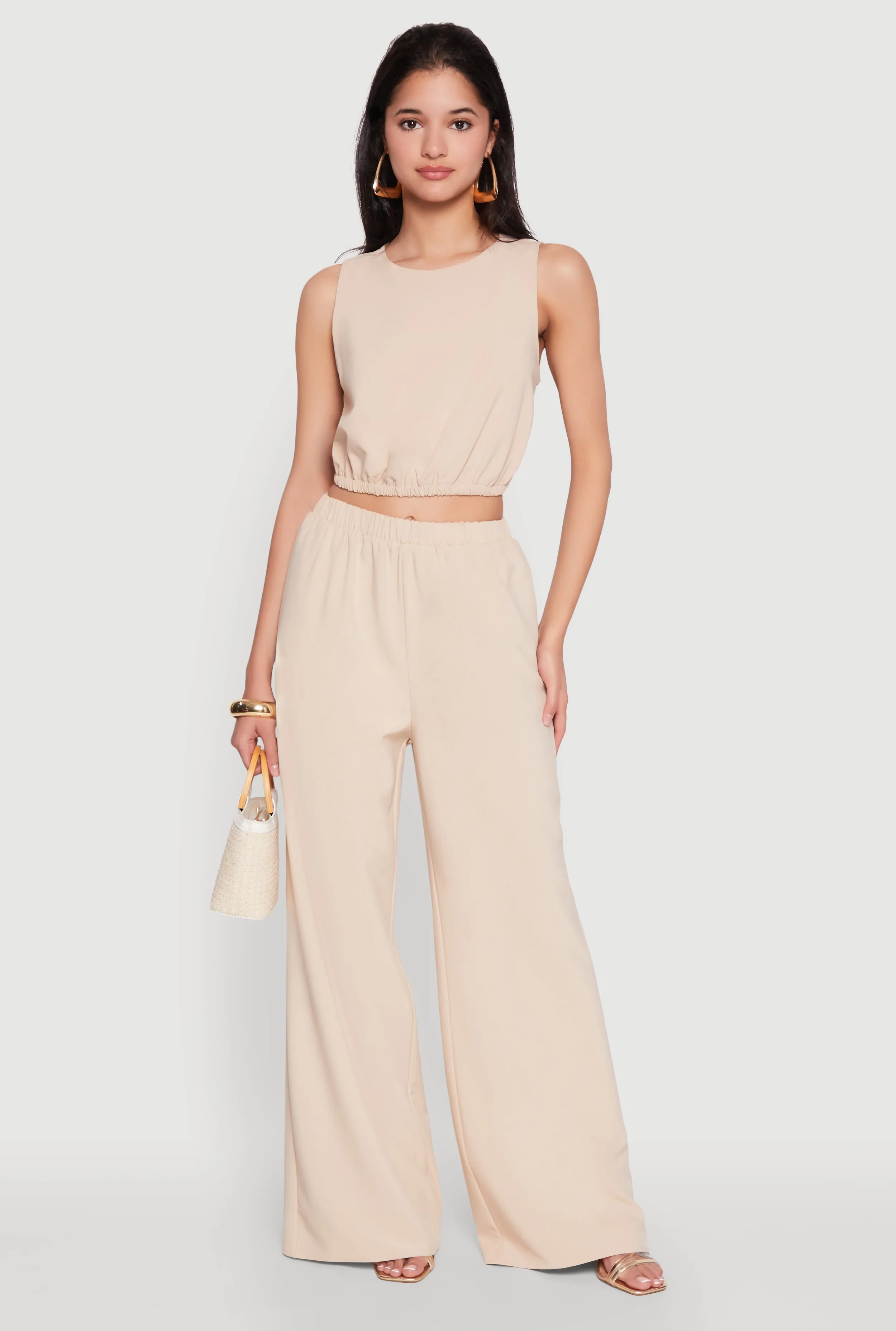 Elastic Waist Cropped Tank Top sold by Rainbow product image thumbnail 3