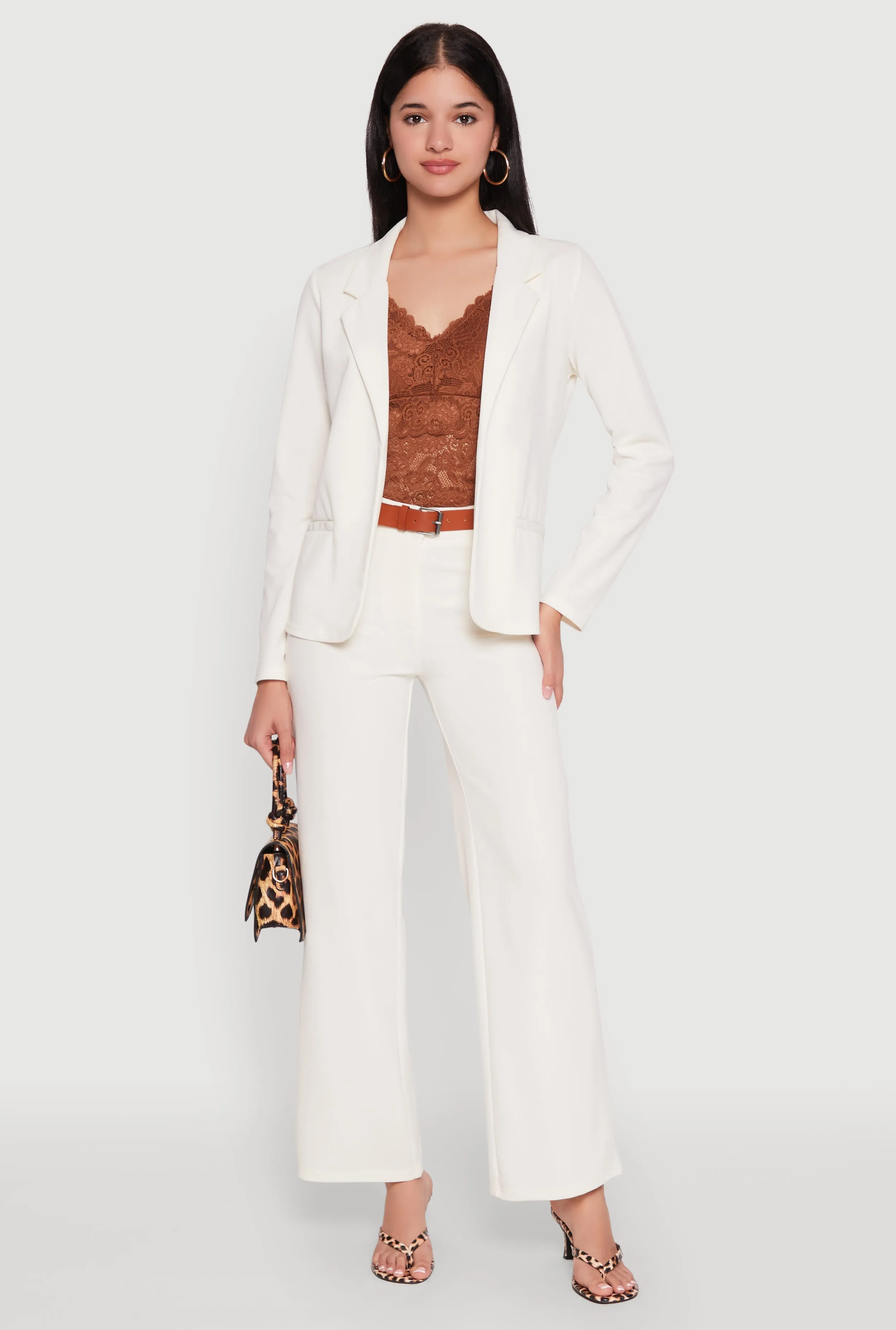 Crepe Knit Belted Dress Pants sold by Rainbow