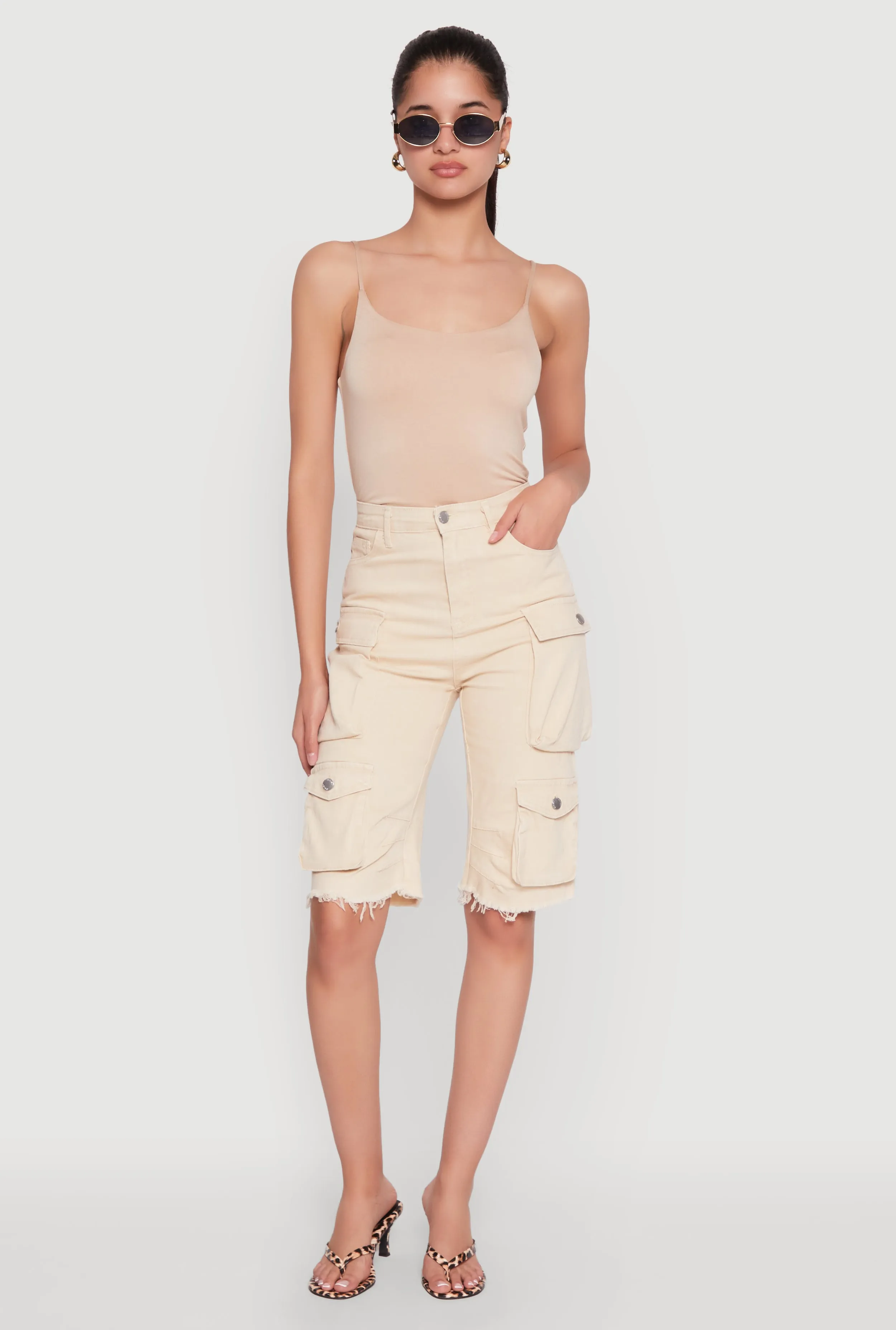 Daisy Mineral Wash Cargo Bermuda Shorts sold by Rainbow