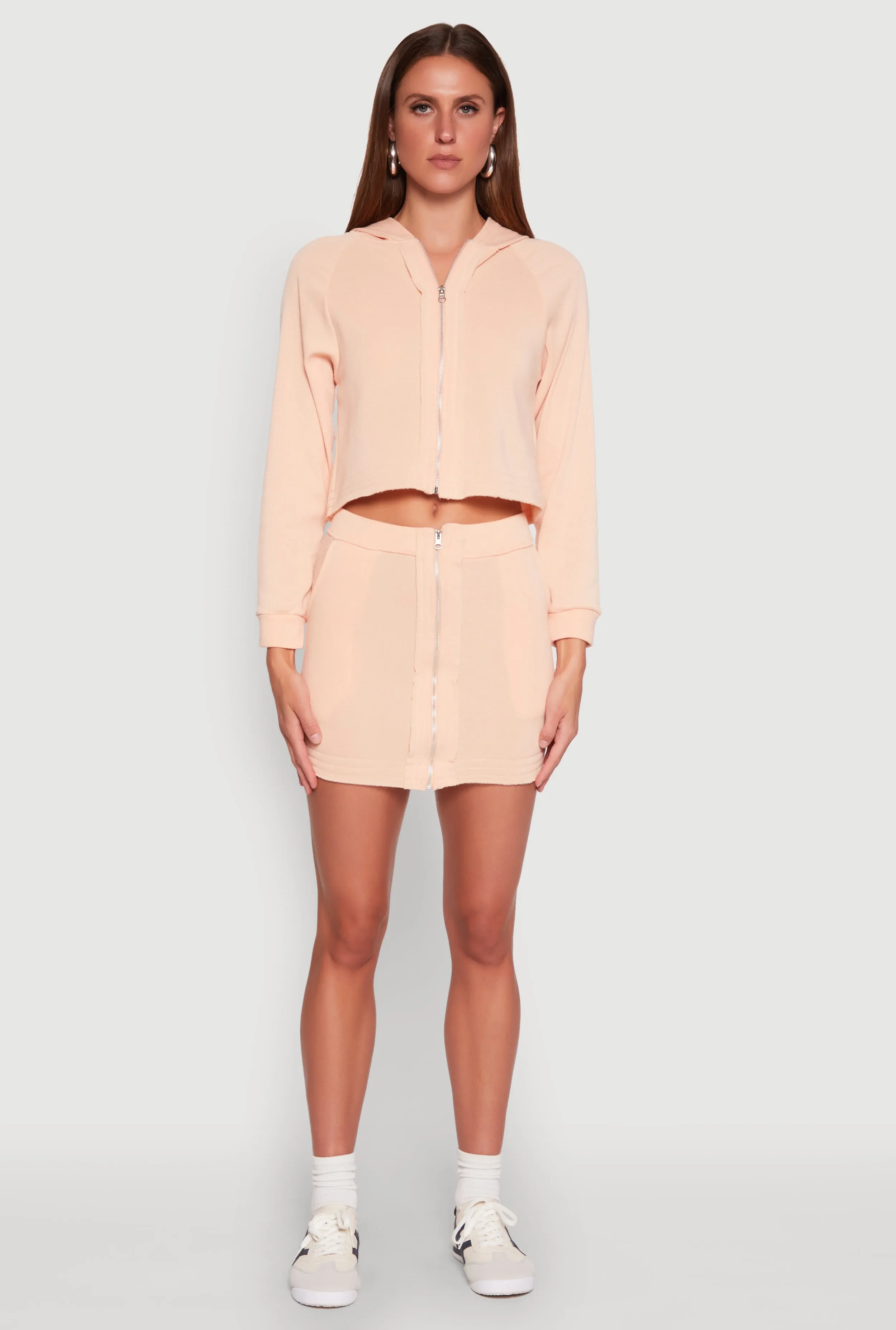 Fleece Lined Rib Knit Zip Front Sweatshirt sold by Rainbow product image thumbnail 3