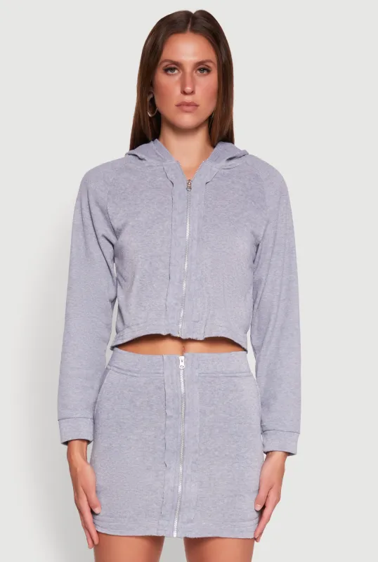 Fleece Lined Rib Knit Zip Front Sweatshirt sold by Rainbow