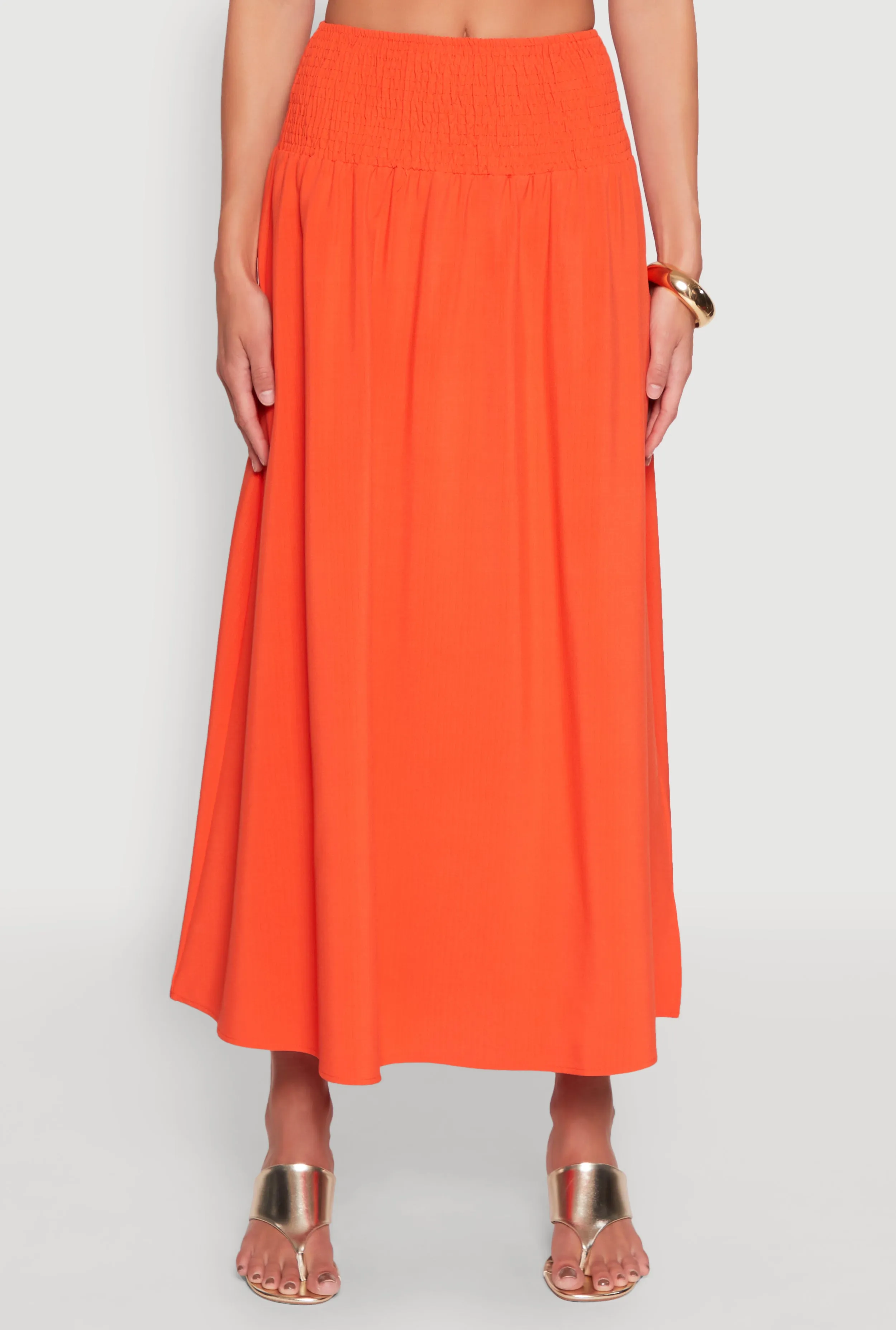 Smocked High Waist Side Slit Skirt sold by Rainbow product image thumbnail 3