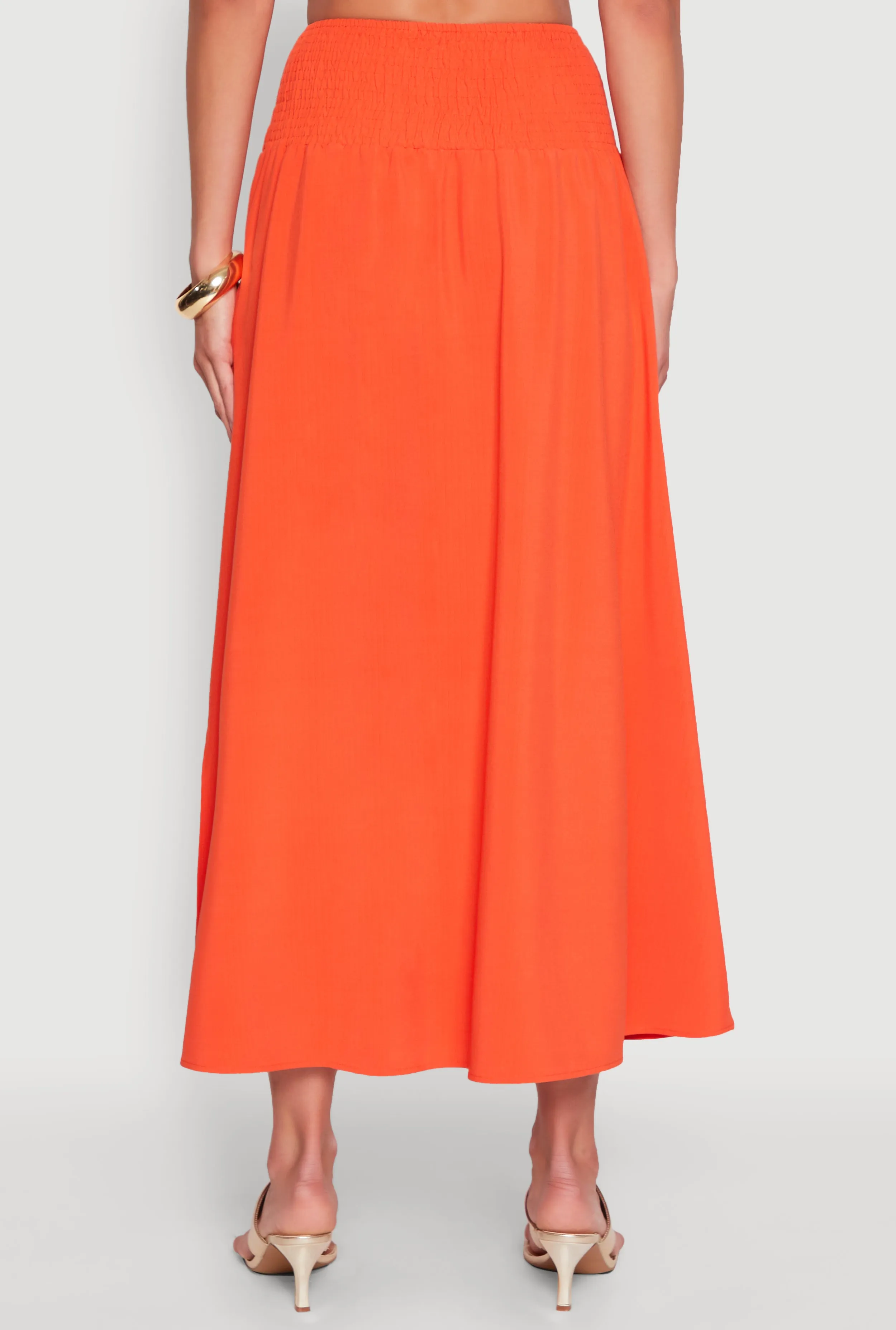 Smocked High Waist Side Slit Skirt sold by Rainbow product image thumbnail 5