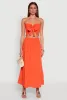 Smocked High Waist Side Slit Skirt sold by Rainbow