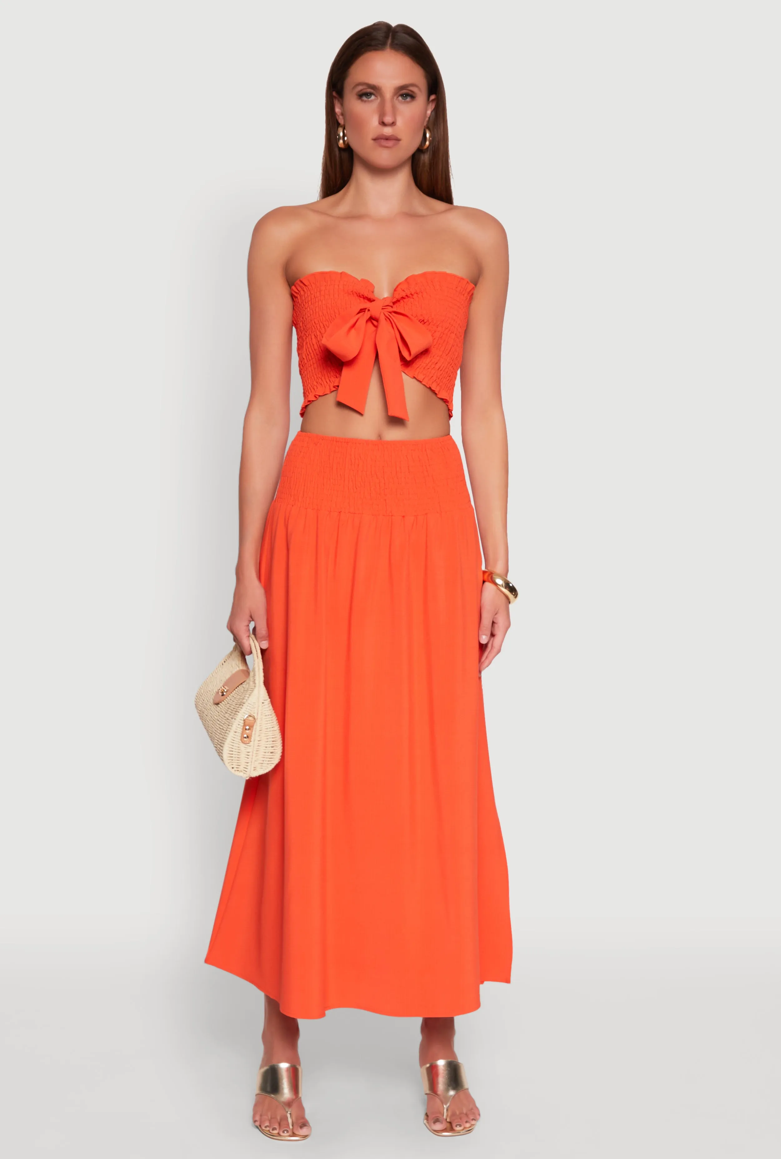 Smocked High Waist Side Slit Skirt sold by Rainbow product image thumbnail 2