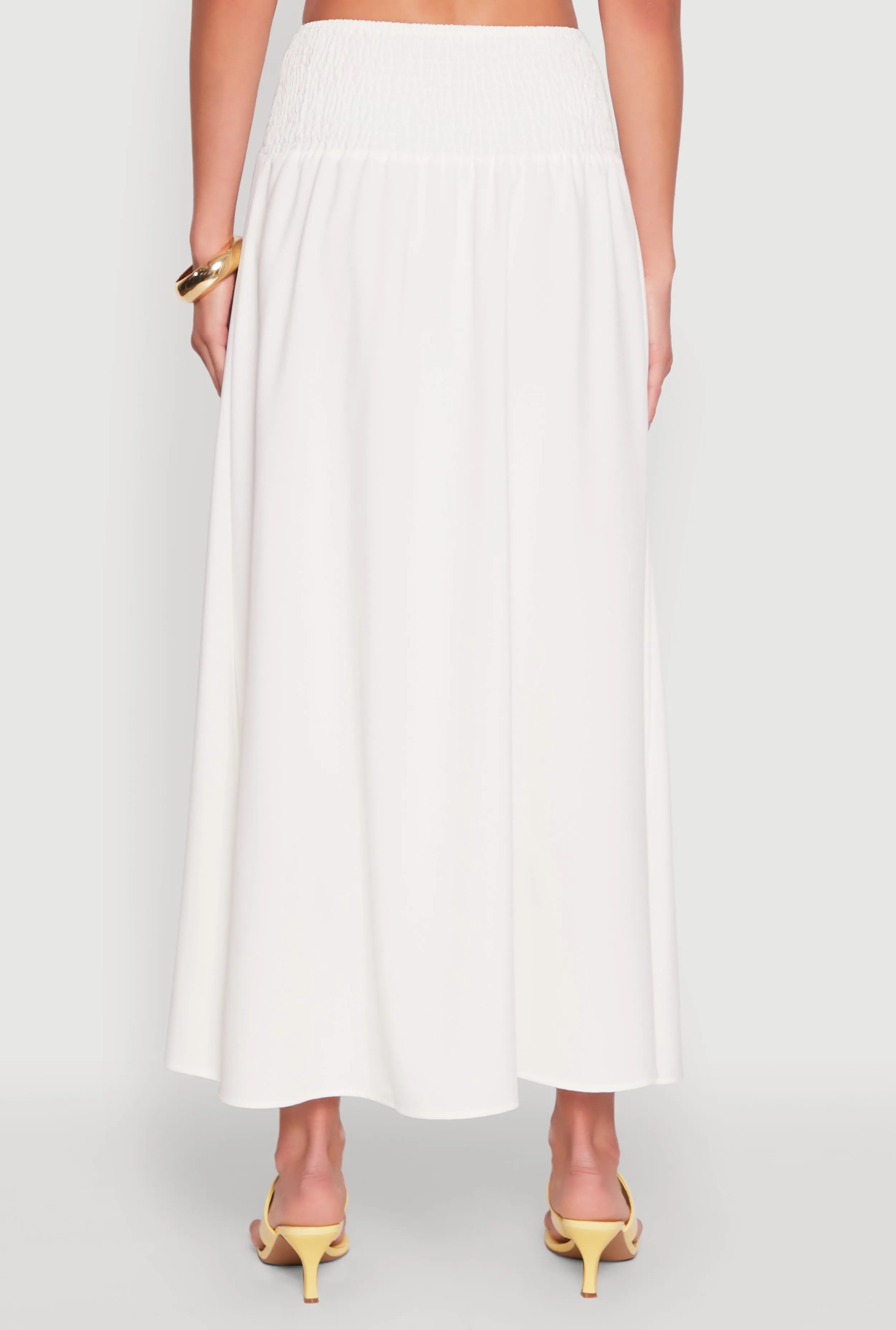 Smocked High Waist Side Slit Skirt sold by Rainbow product image thumbnail 5